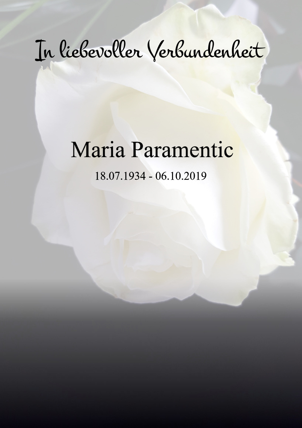 Traueranzeige von Maria Paramentic