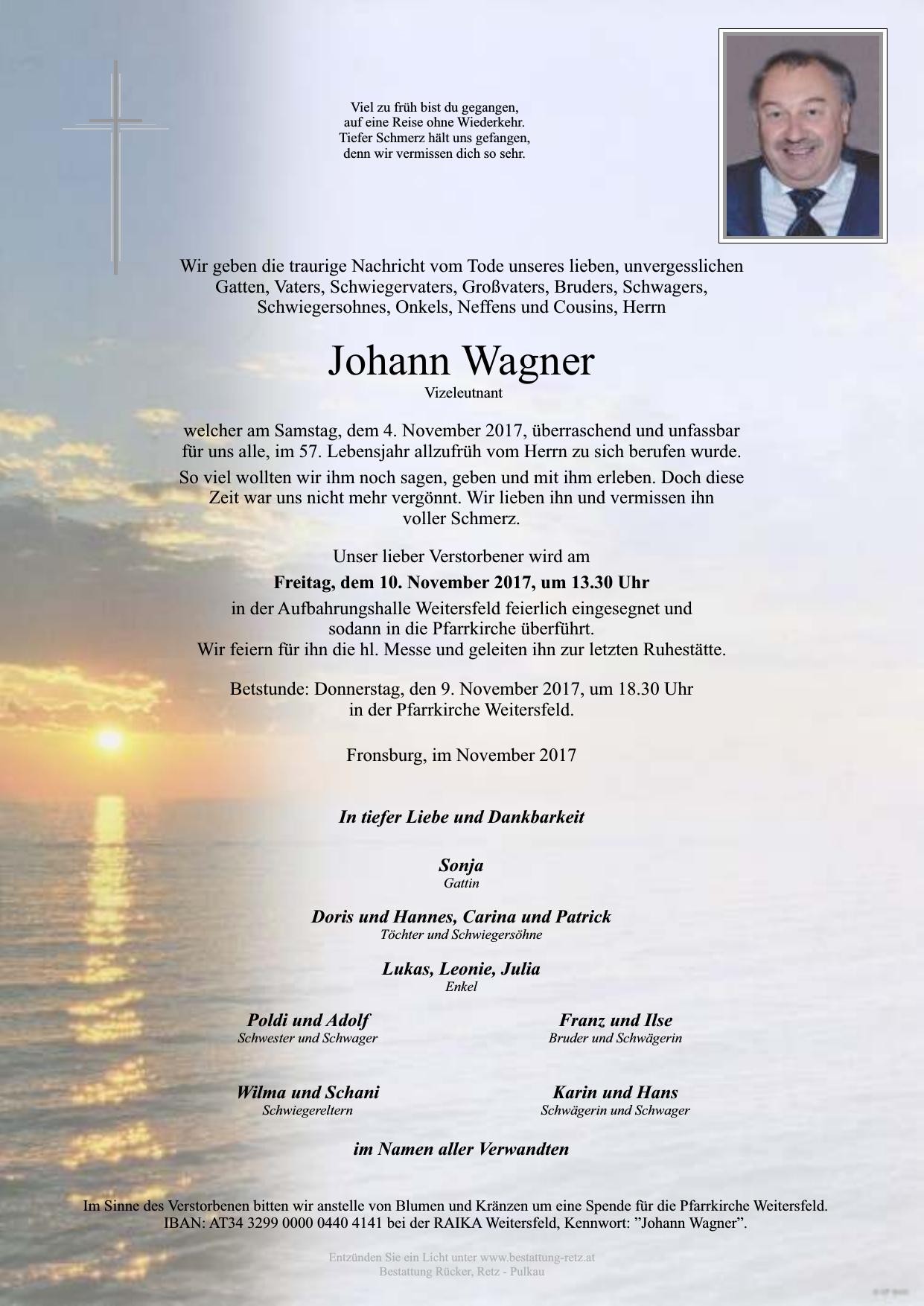 Traueranzeige von Johann Wagner