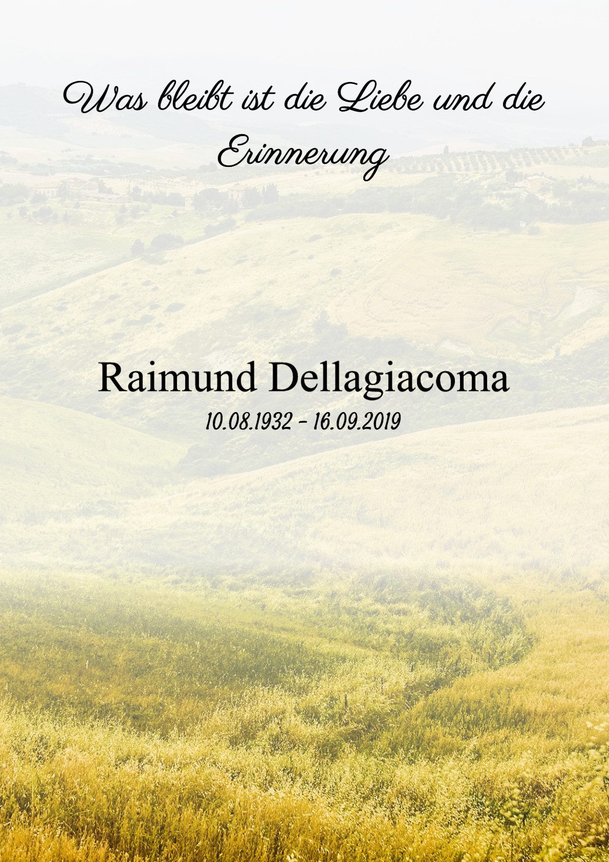 Traueranzeige von Raimund Dellagiacoma
