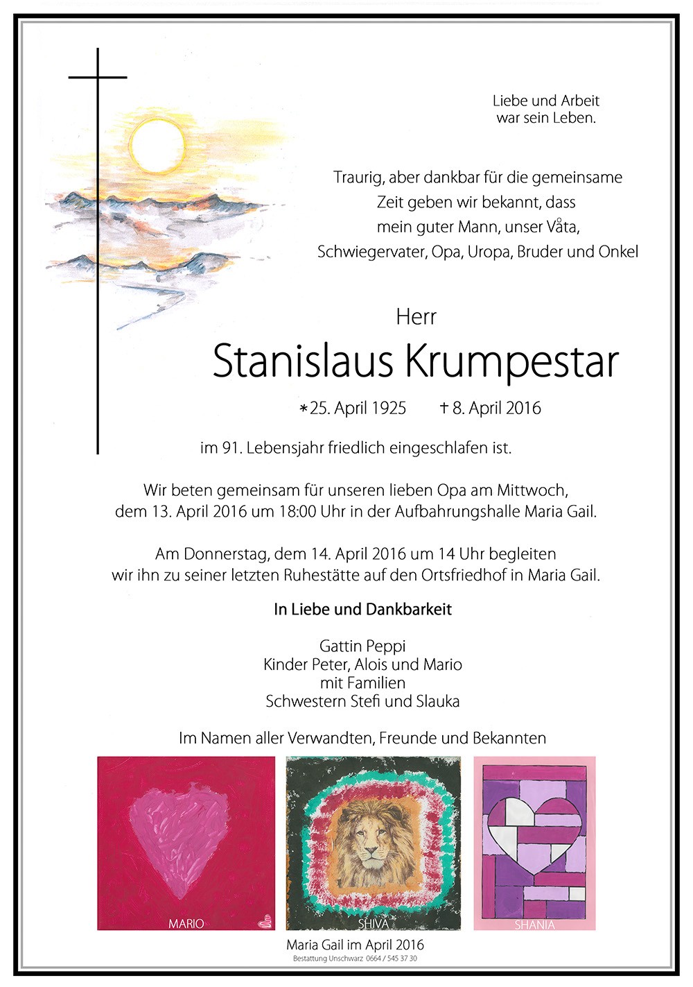 Traueranzeige von Stanislaus Krumpestar