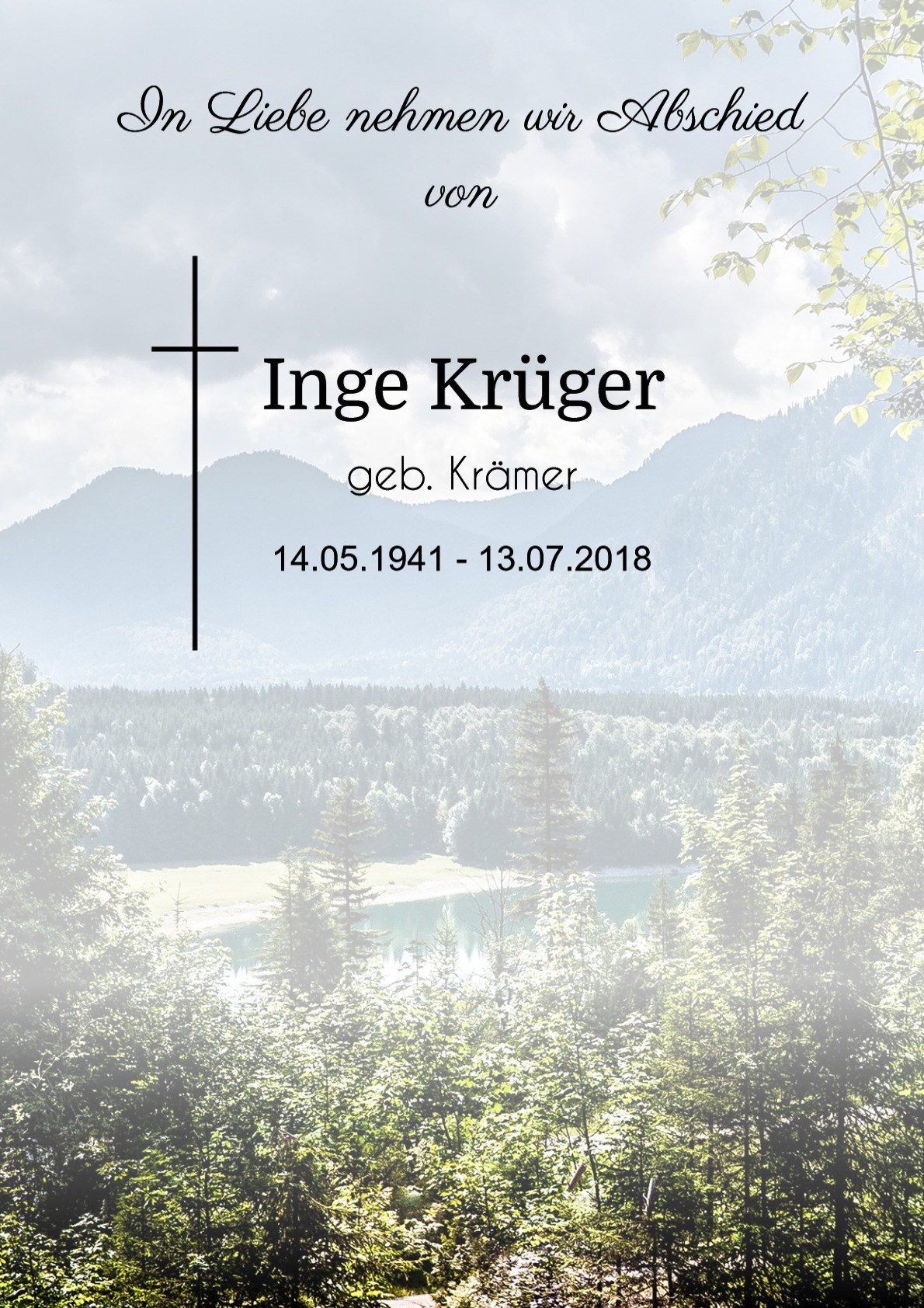 Traueranzeige von Inge Krüger
