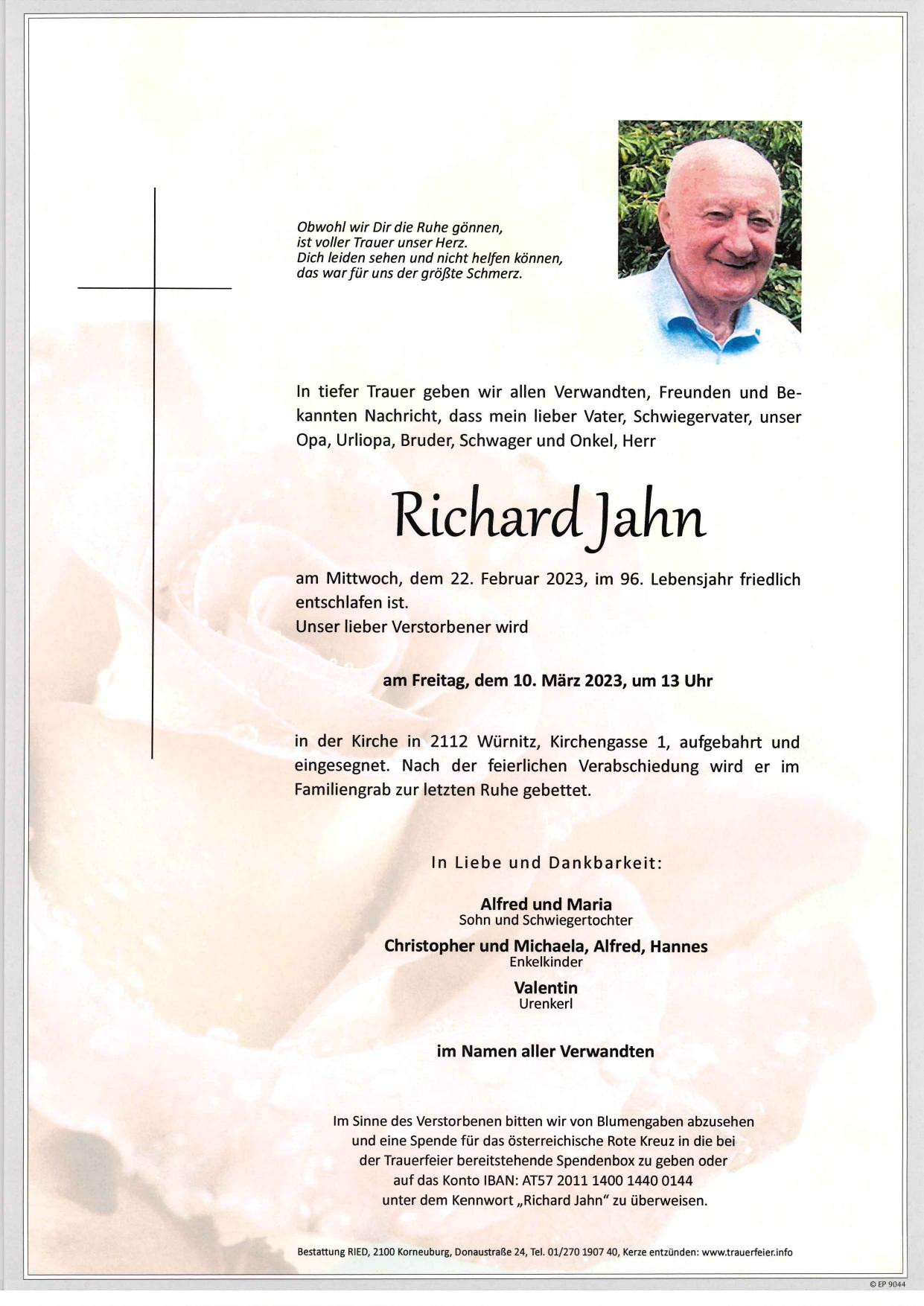 Traueranzeige von Richard Jahn