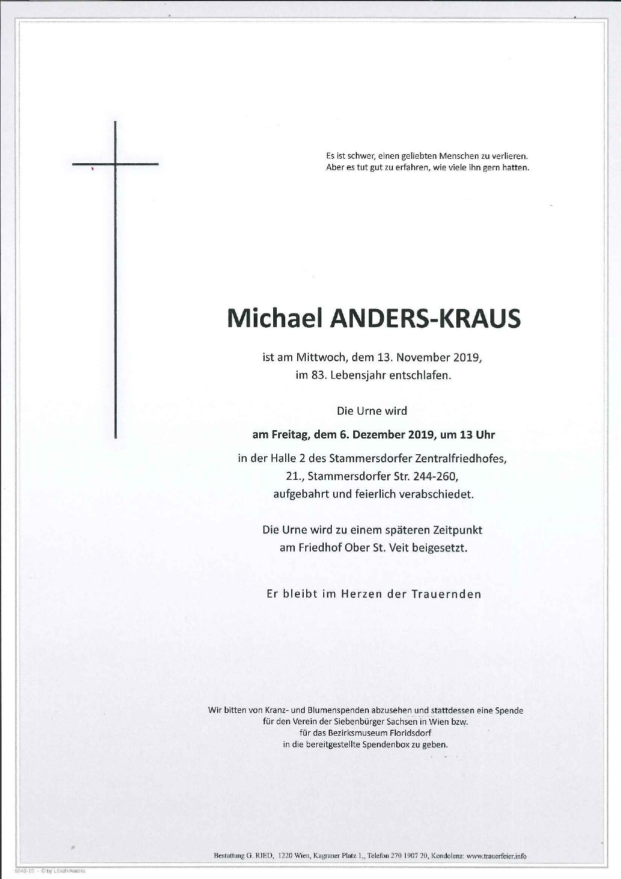 Traueranzeige von Michael Anders-Kraus