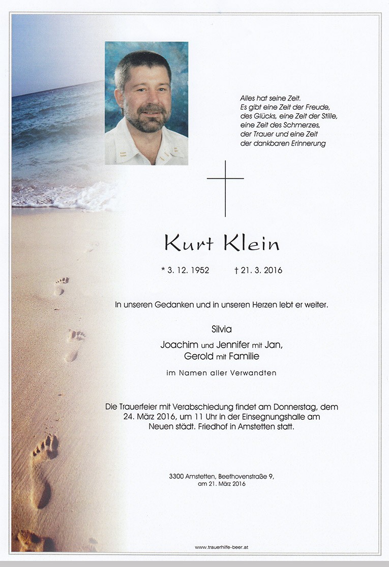 Traueranzeige von Kurt Klein