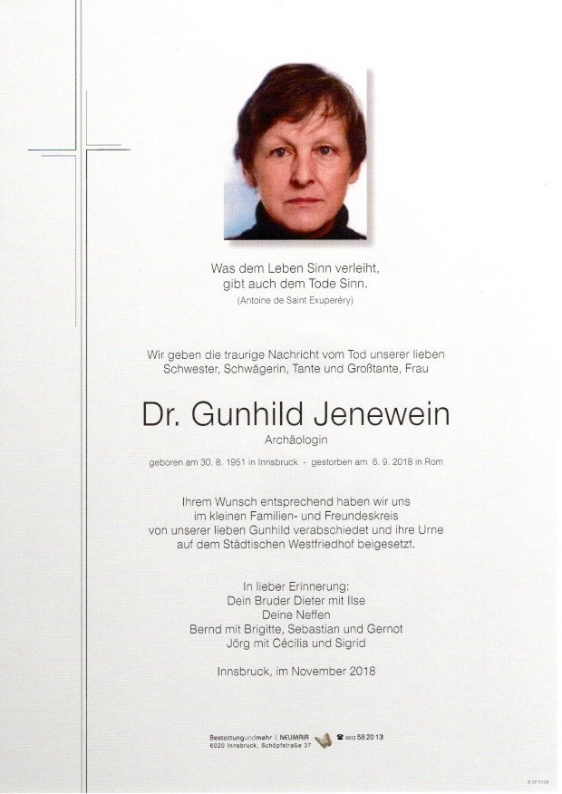 Traueranzeige von Dr. Gunhild Jenewein