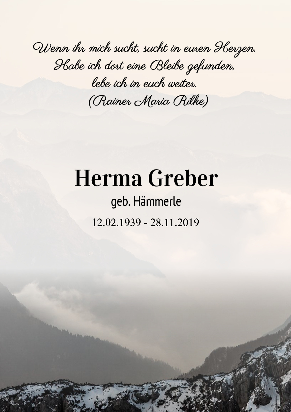 Traueranzeige von Herma Greber
