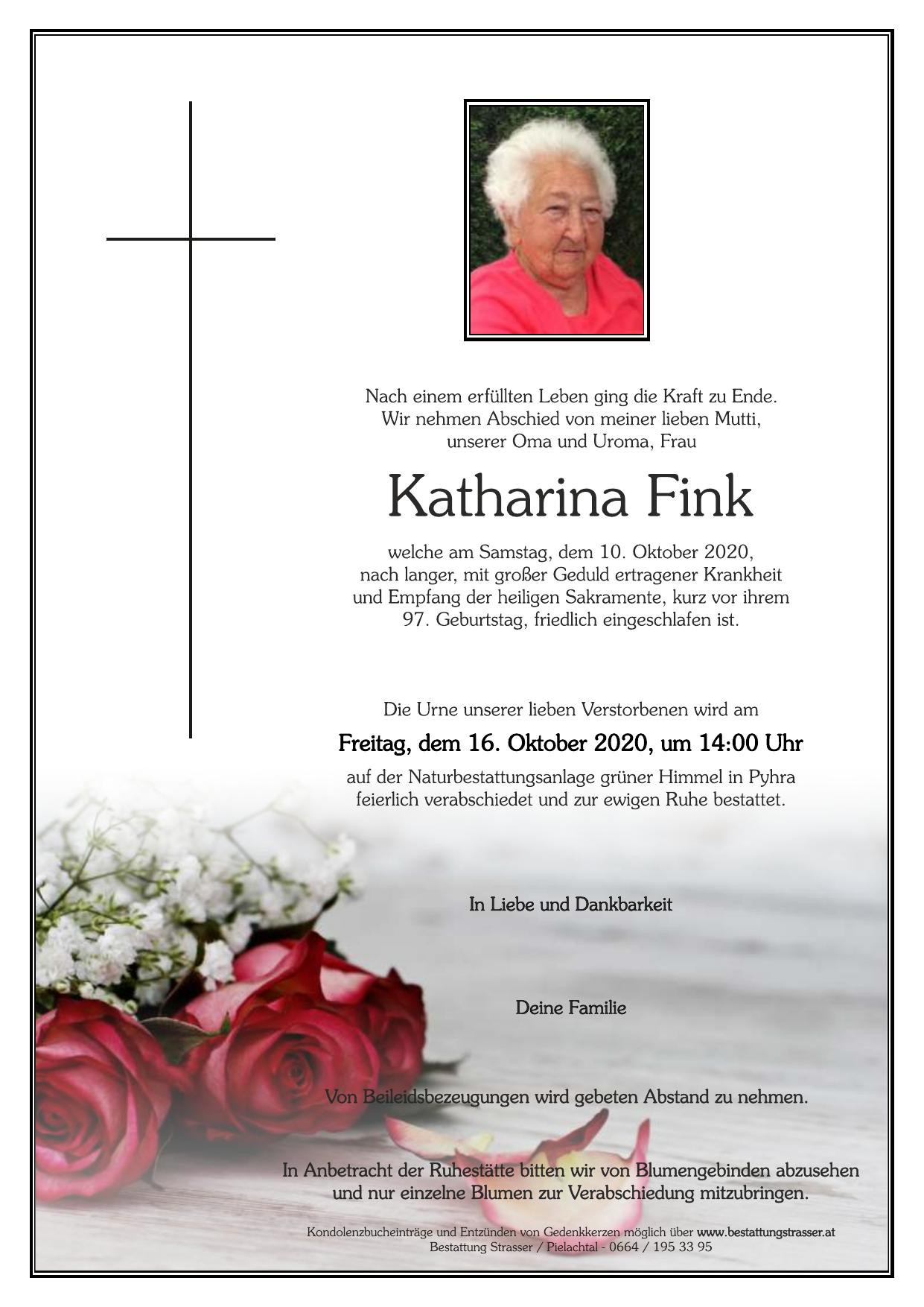 Traueranzeige von Katharina Fink