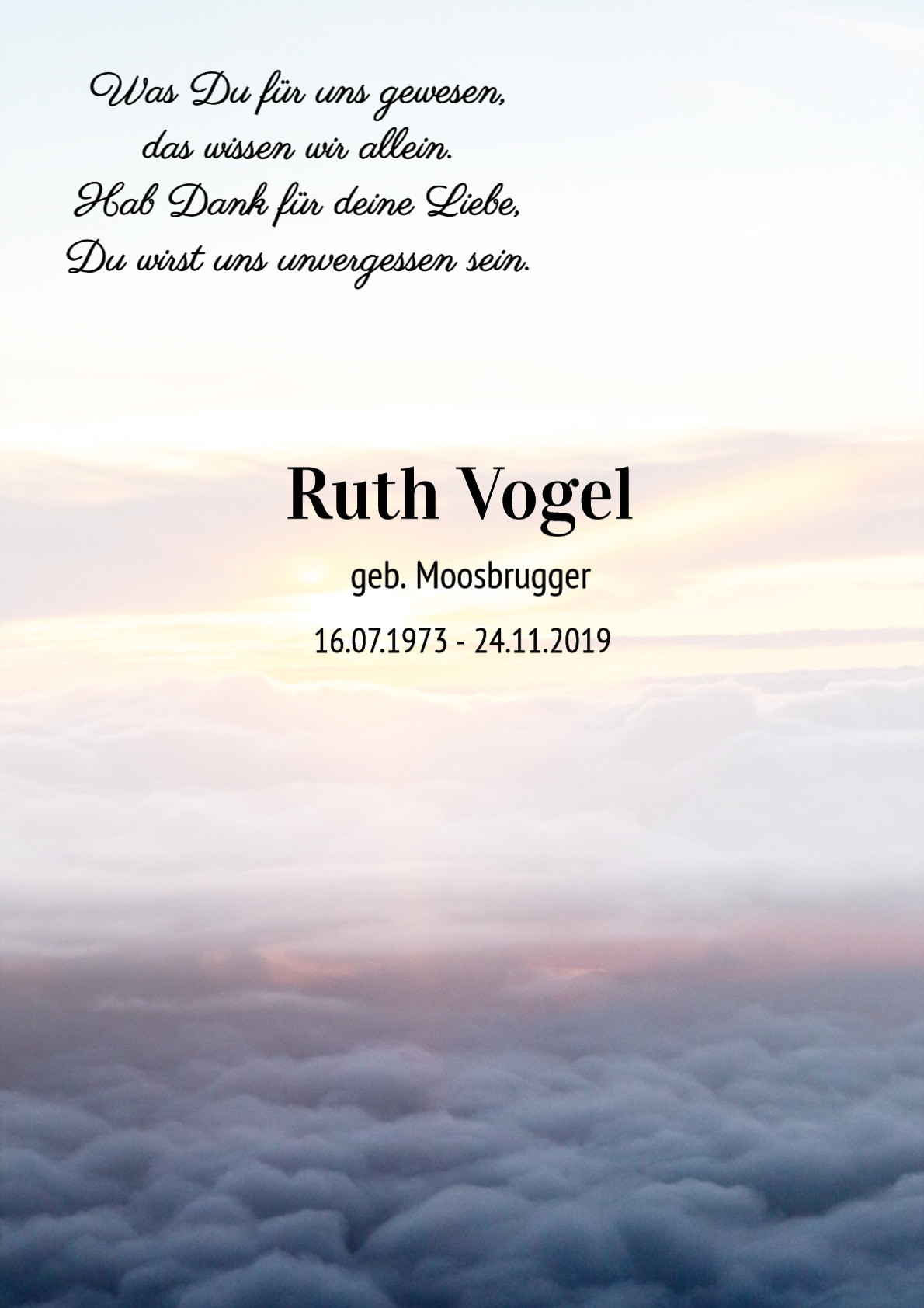 Traueranzeige von Ruth Vogel