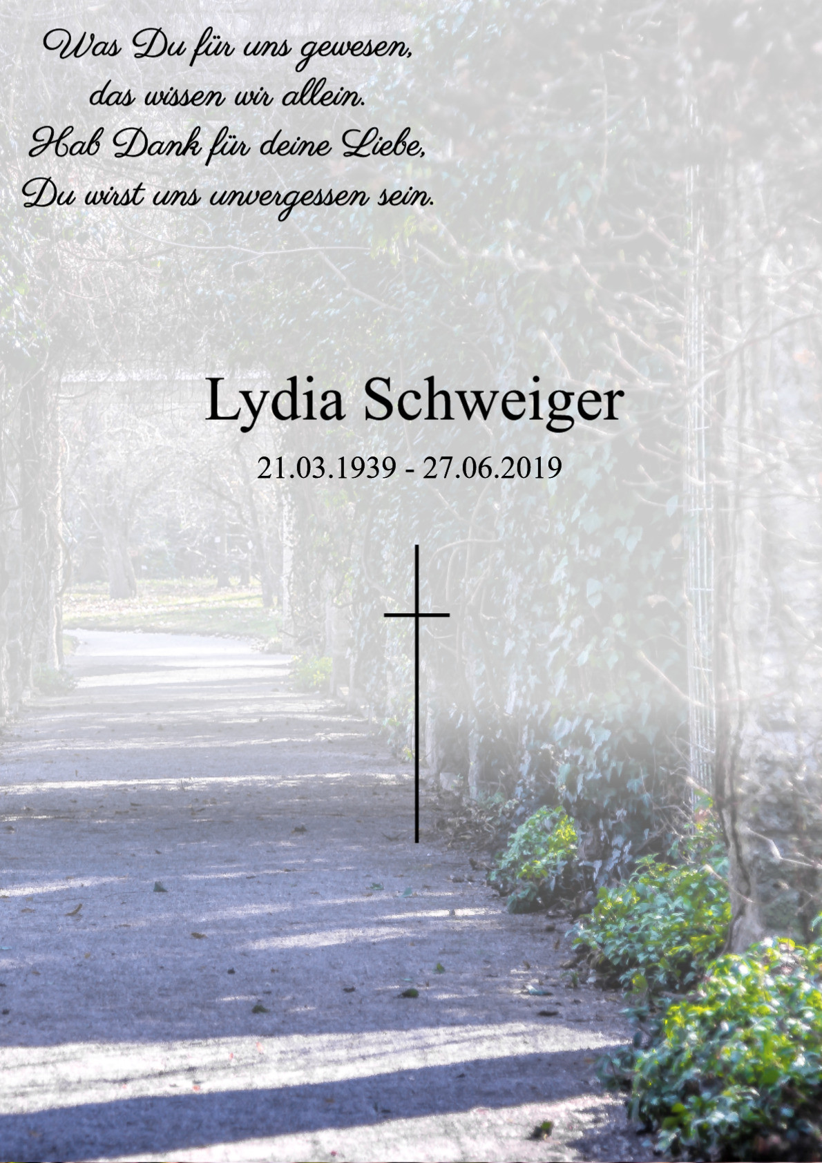 Traueranzeige von Lydia Schweiger