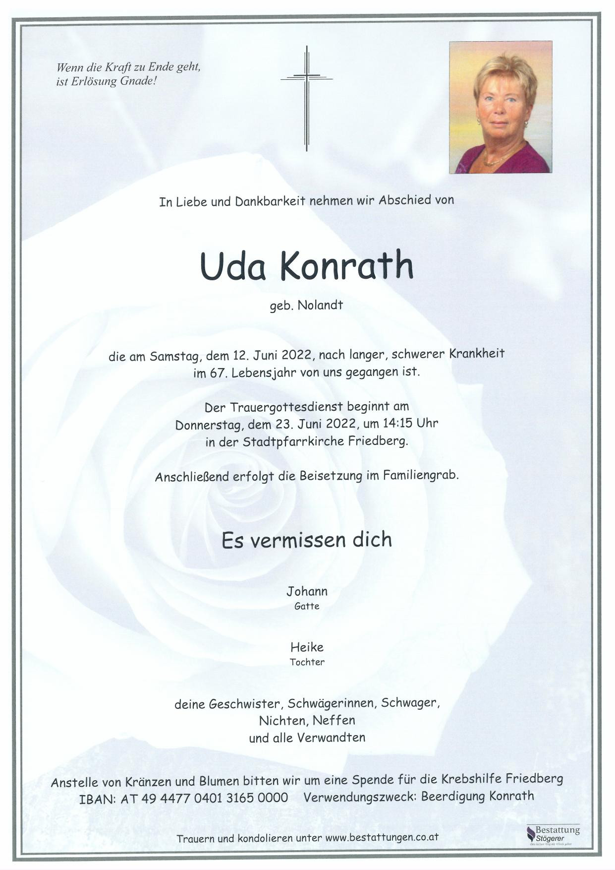Traueranzeige von Uda Konrath