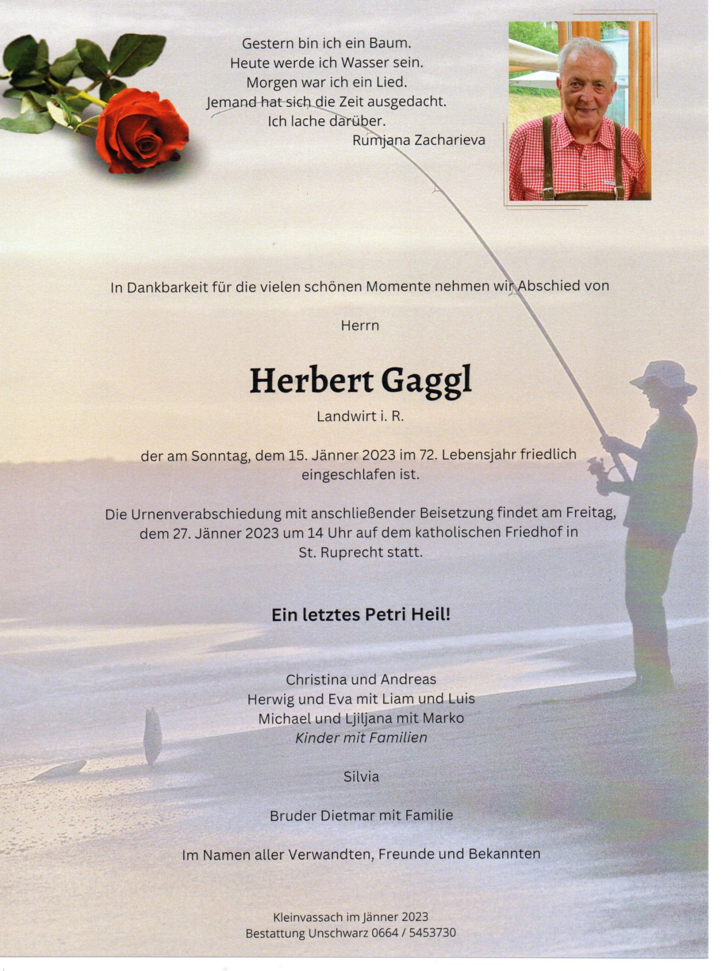 Traueranzeige von Herbert Gaggl