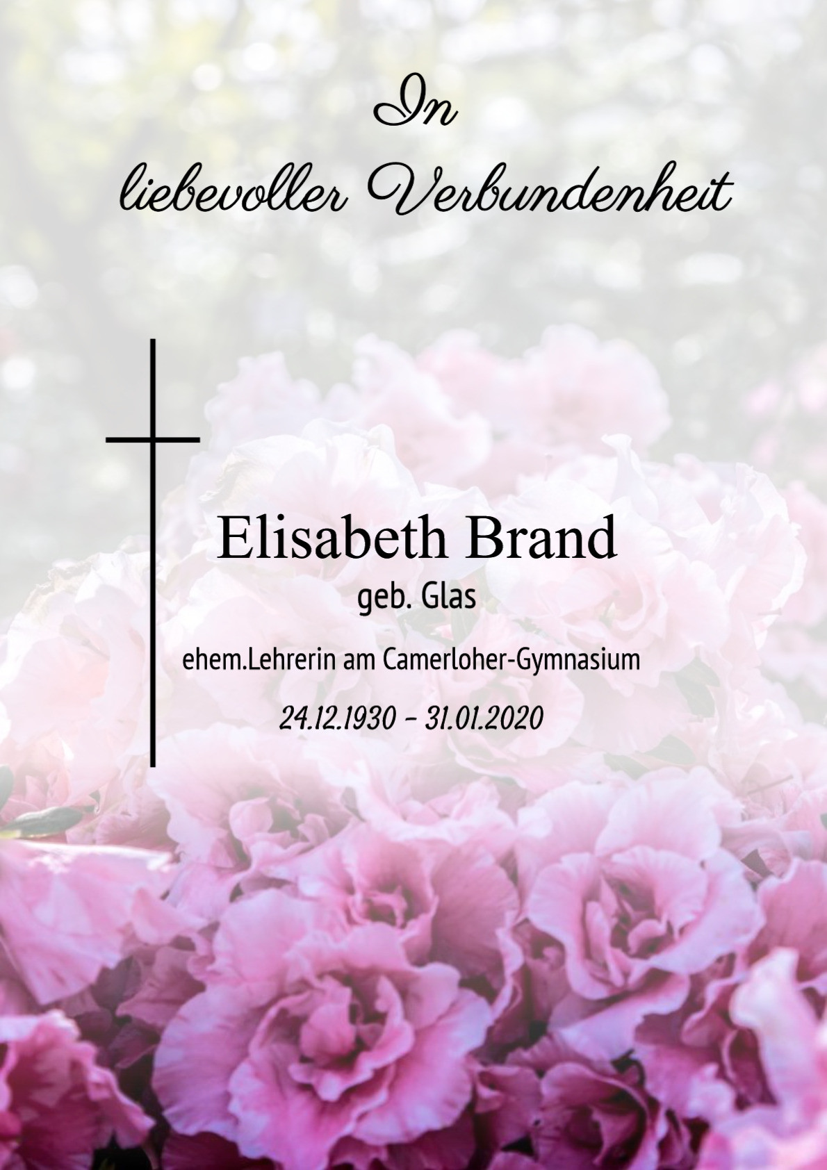 Traueranzeige von Elisabeth Brand