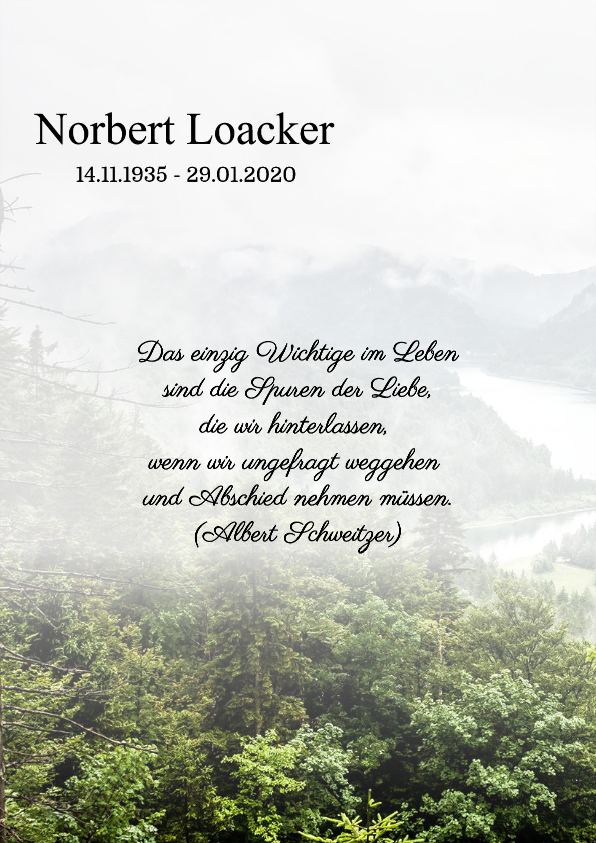 Traueranzeige von Norbert Loacker