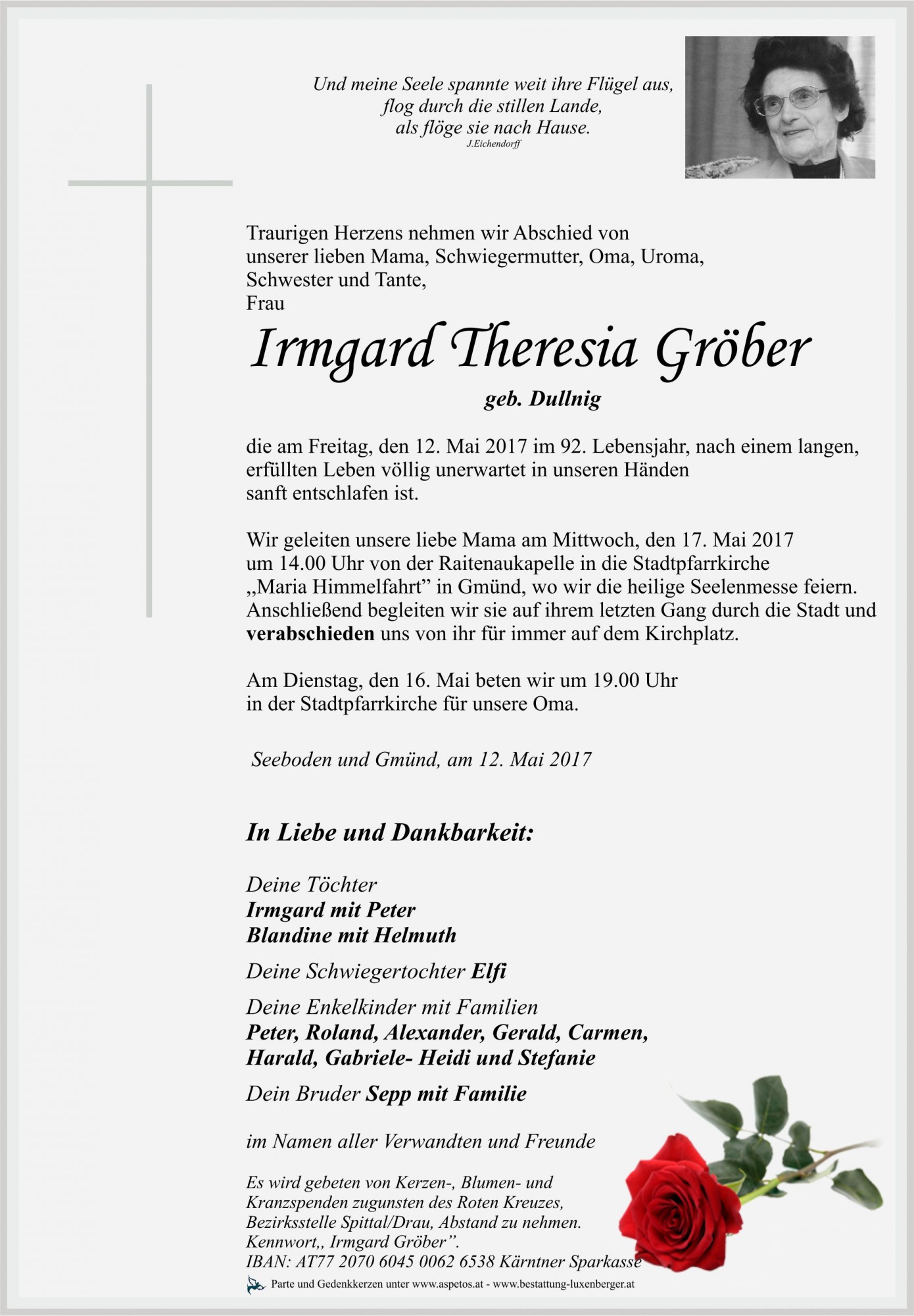 Traueranzeige von Irmgard Theresia Gröber