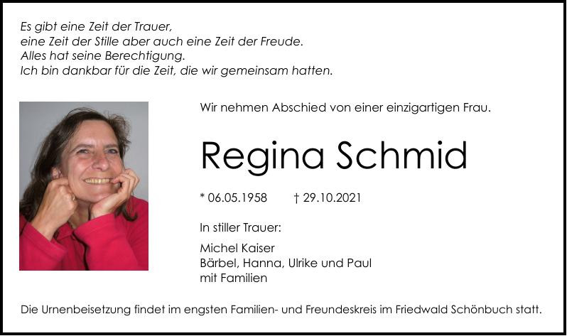Traueranzeige von Regina Schmid