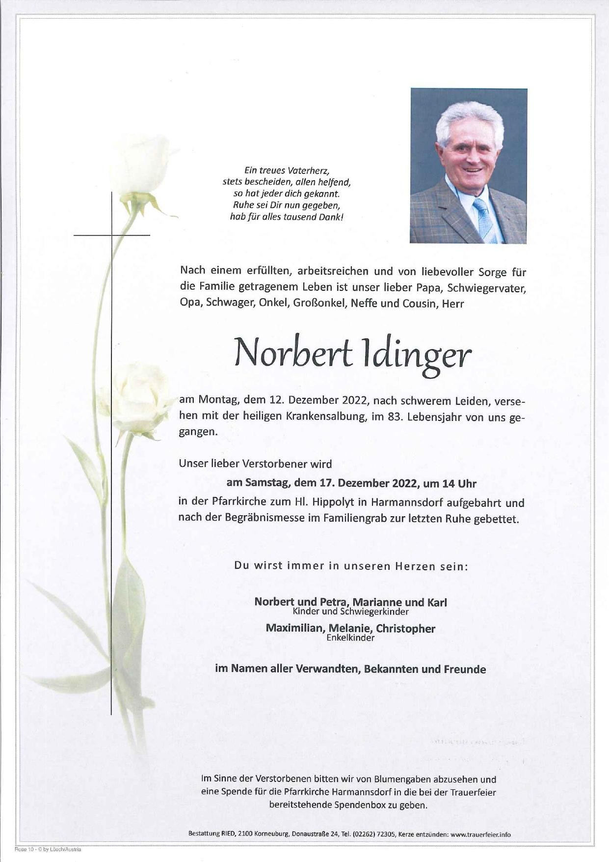 Traueranzeige von Norbert Idinger