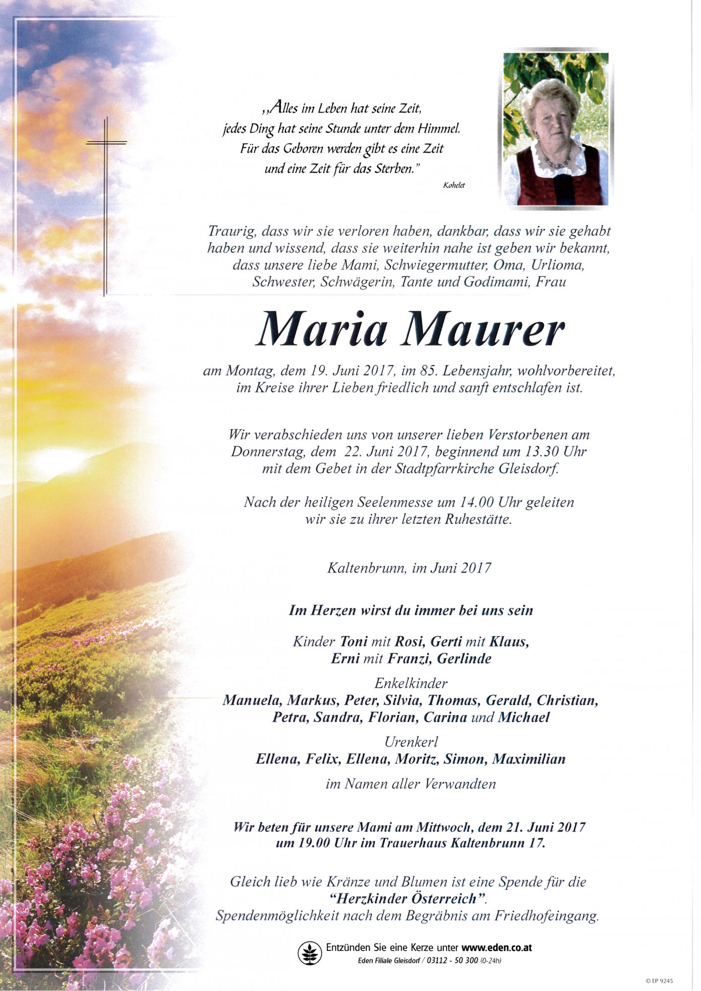Traueranzeige von Maria Maurer