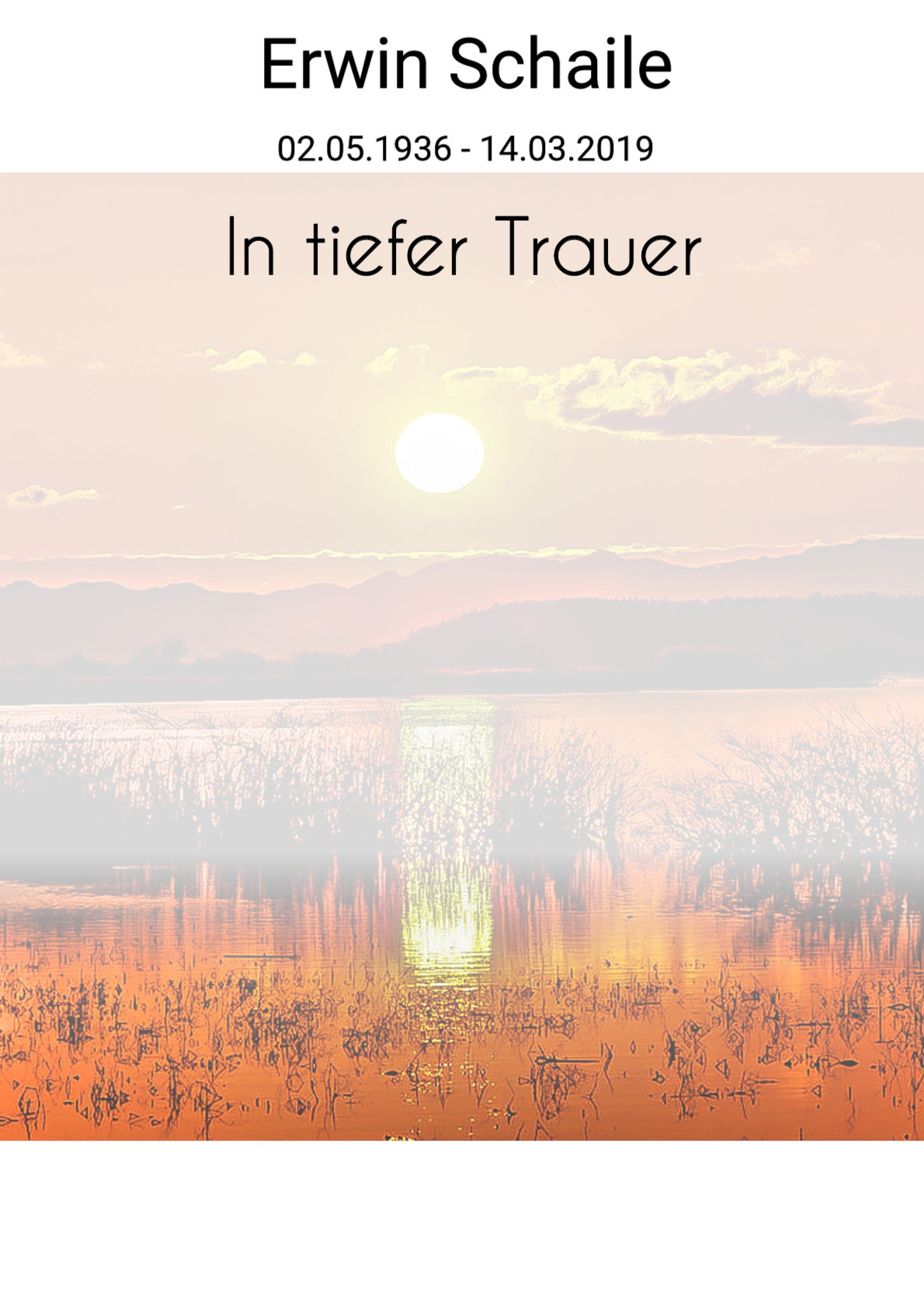 Traueranzeige von Erwin Schaile