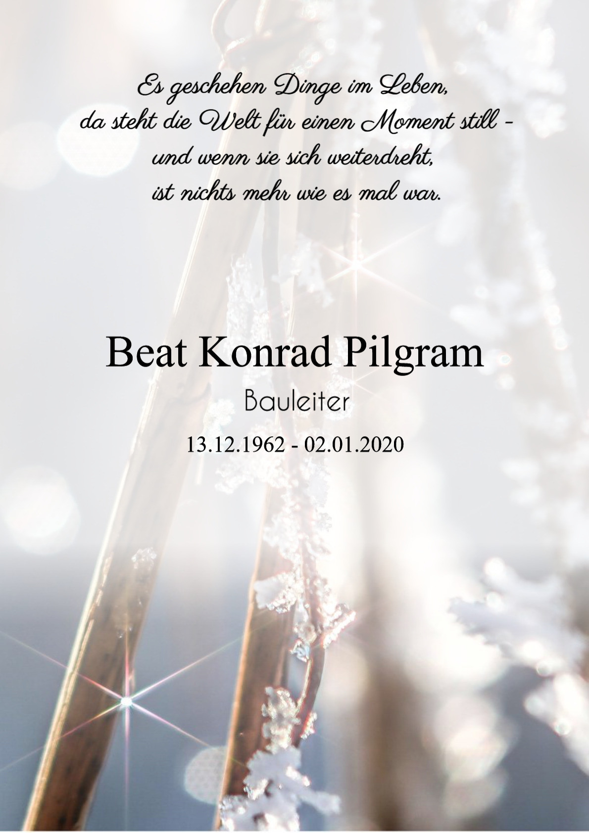 Traueranzeige von Beat Konrad Pilgram