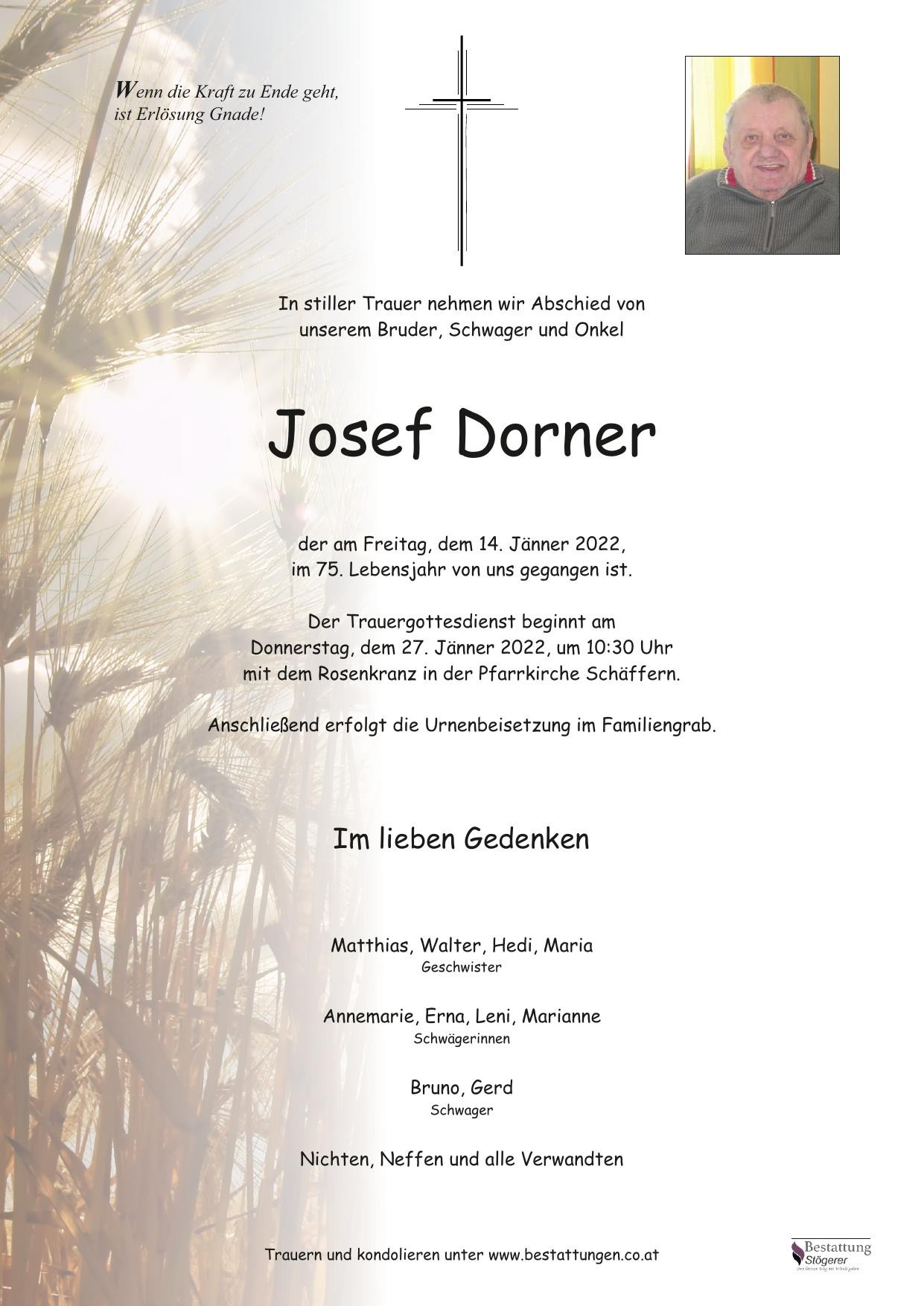 Traueranzeige von Josef Dorner
