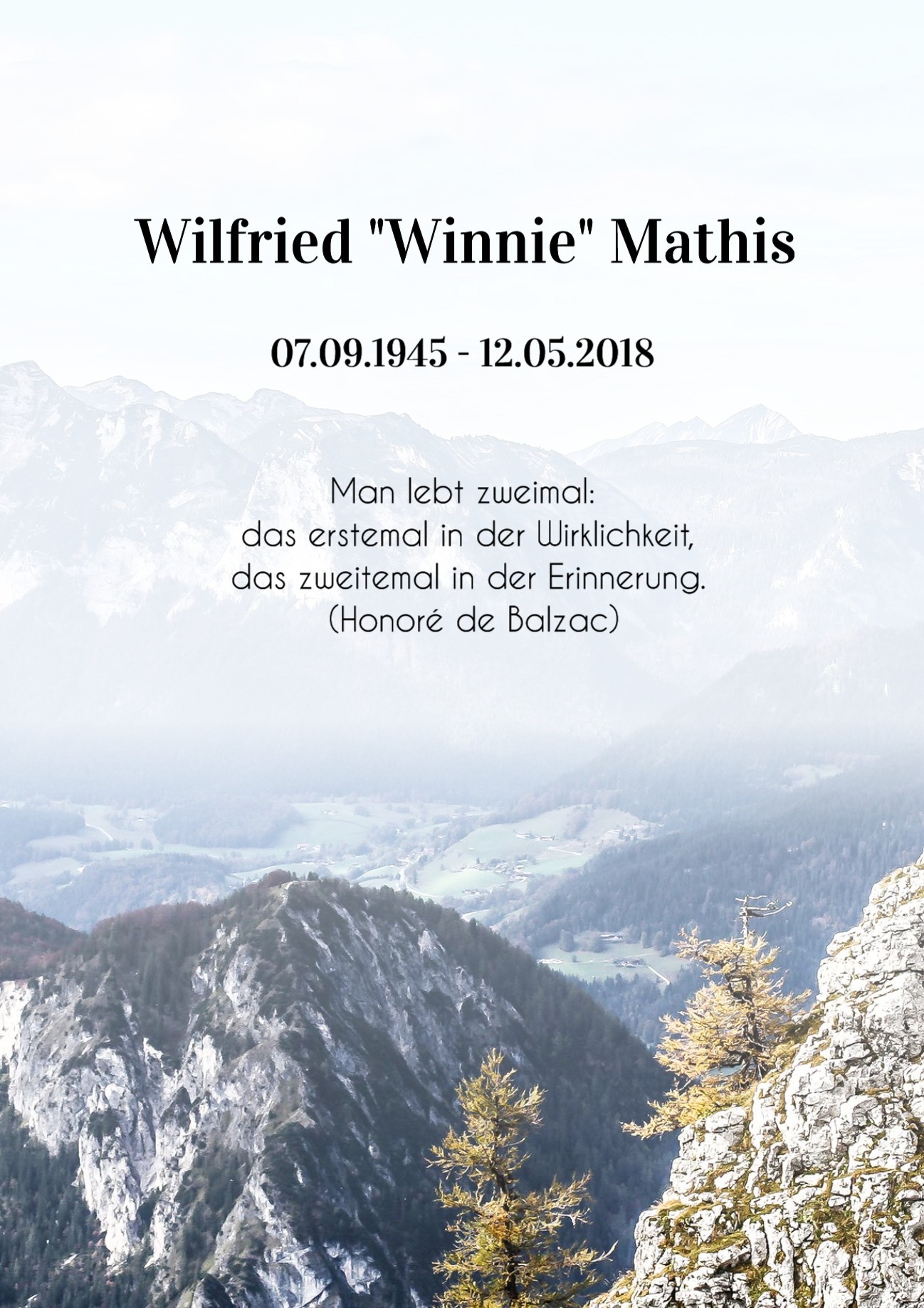 Traueranzeige von Wilfried "Winnie" Mathis