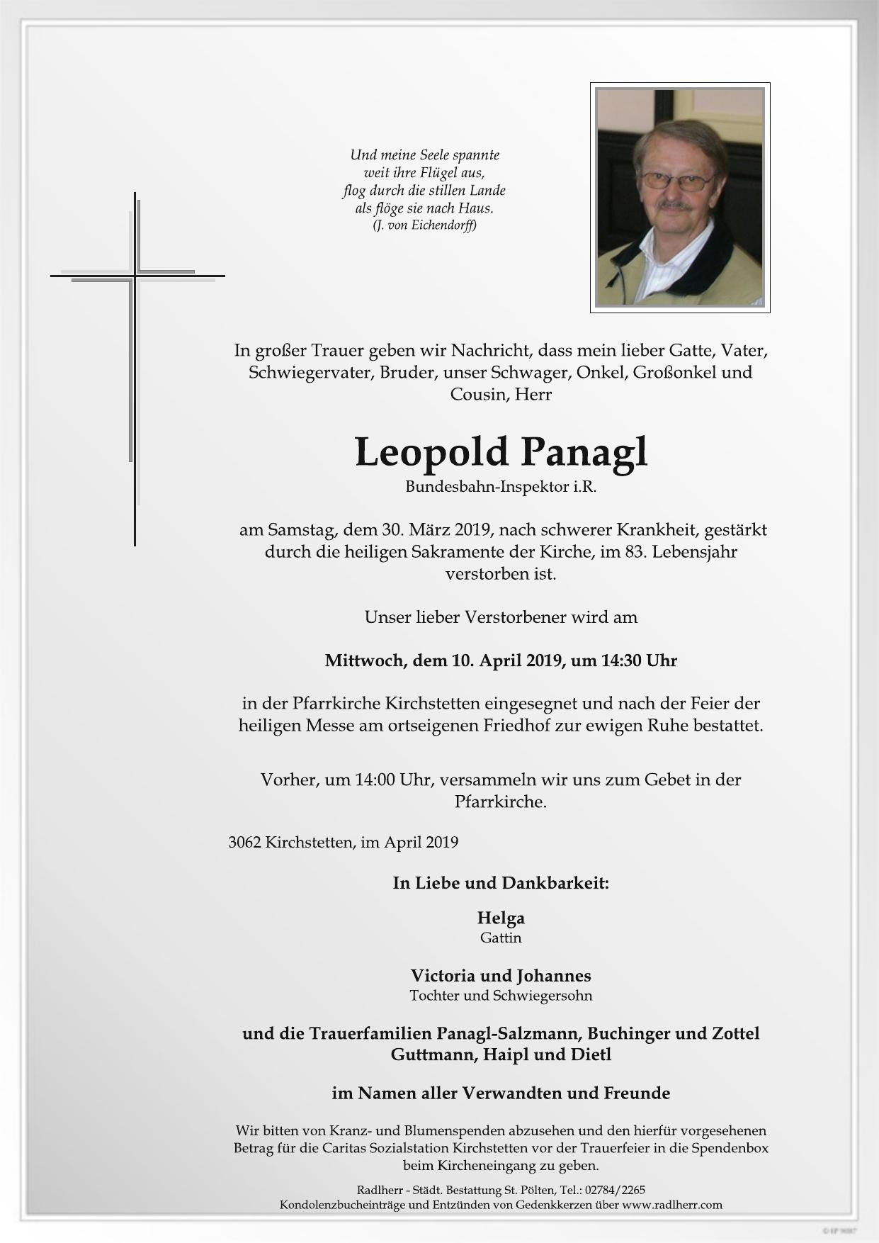 Traueranzeige von Leopold Panagl