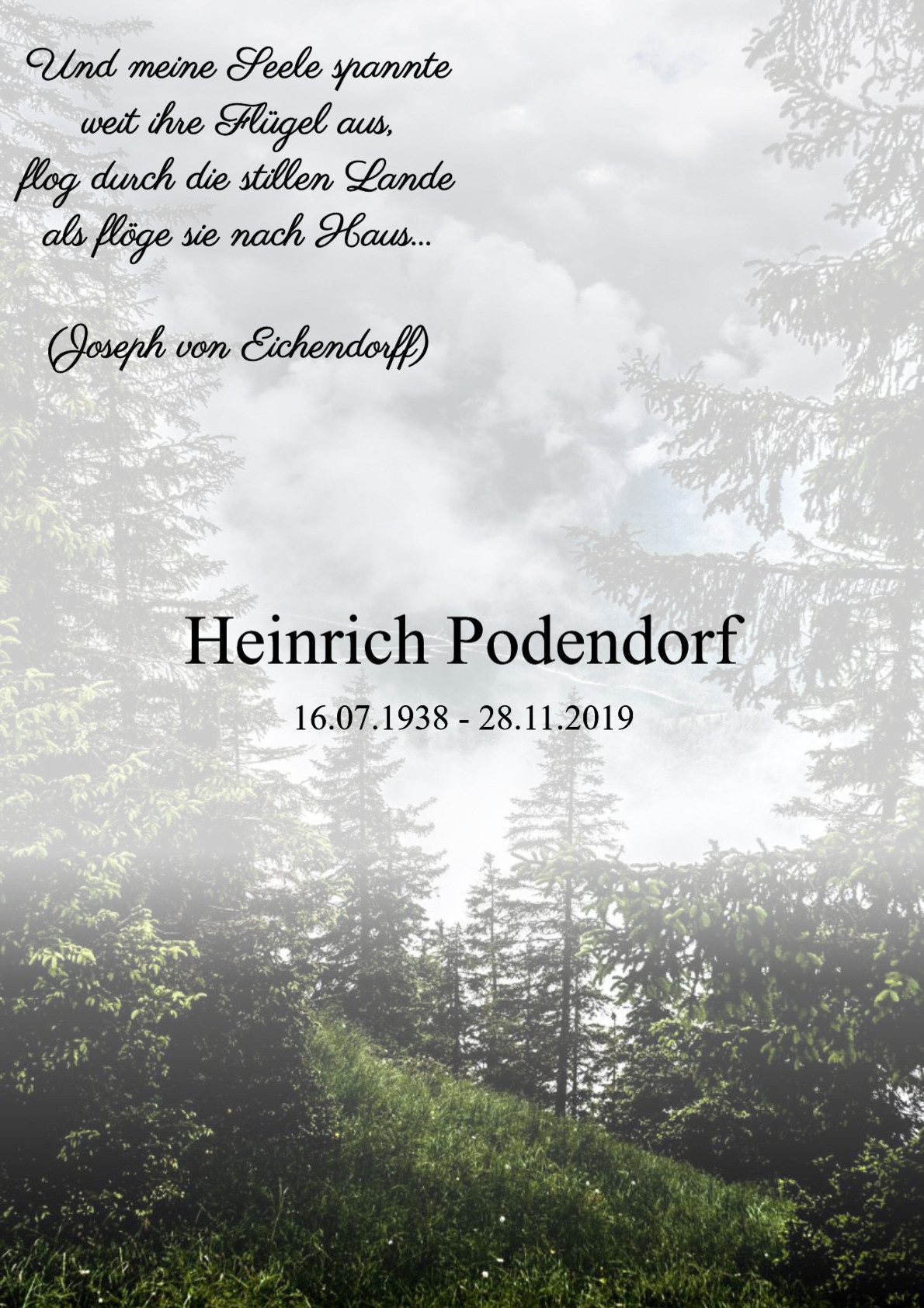 Traueranzeige von Heinrich Podendorf