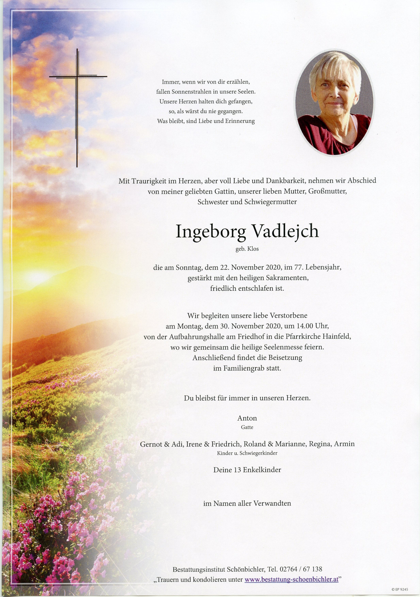 Traueranzeige von Ingeborg Vadlejch