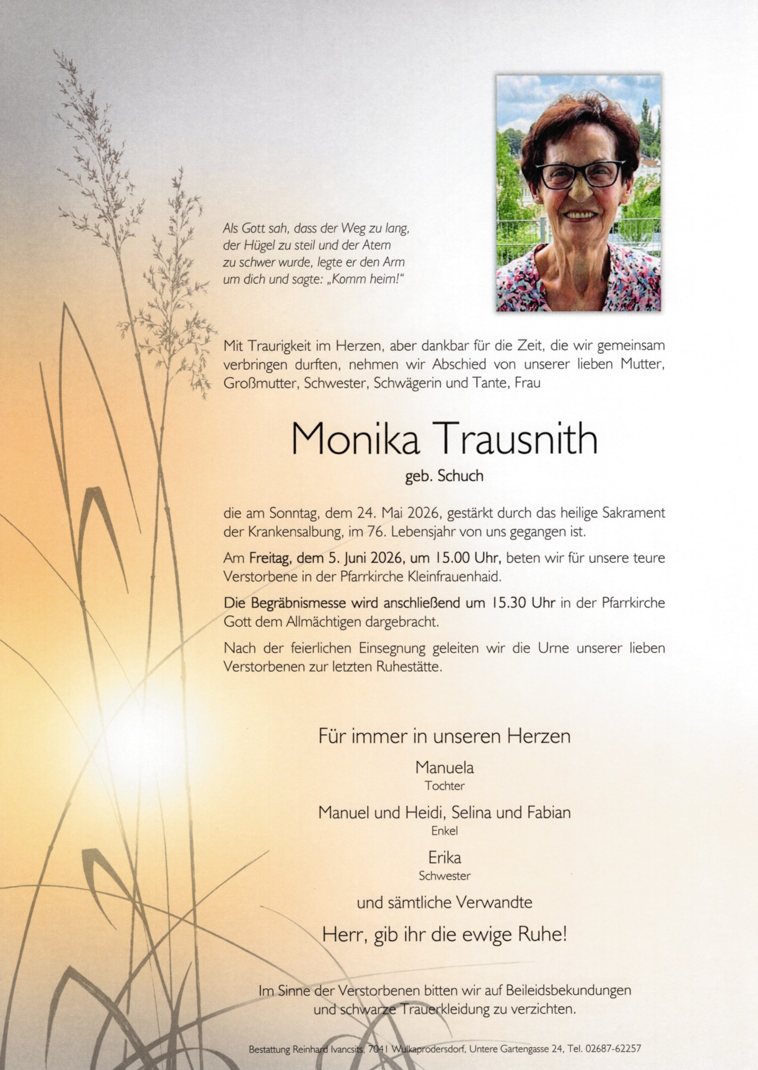 Traueranzeige von Monika Trausnith