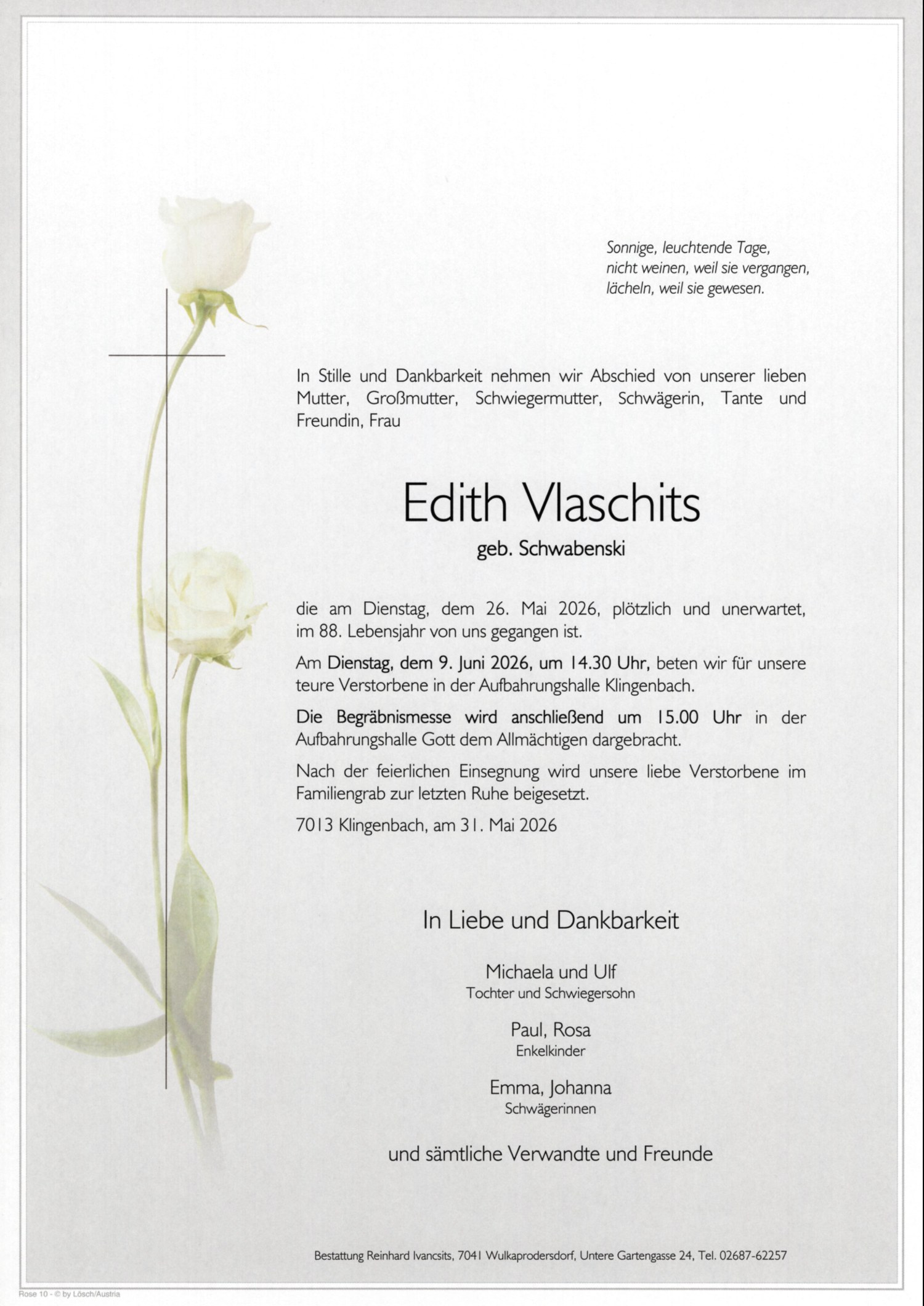 Traueranzeige von Edith Vlaschits