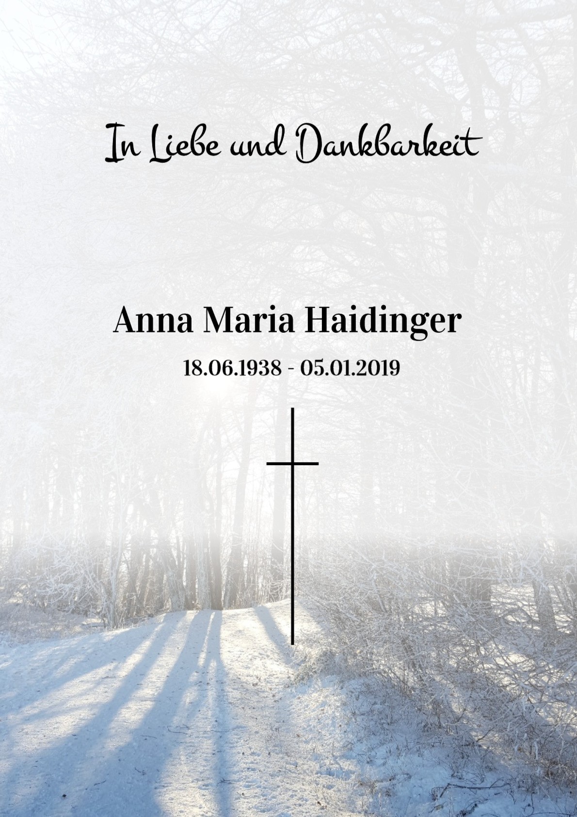 Traueranzeige von Anna Maria Haidinger