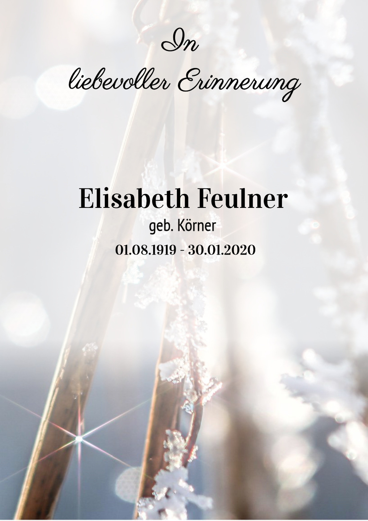 Traueranzeige von Elisabeth Feulner