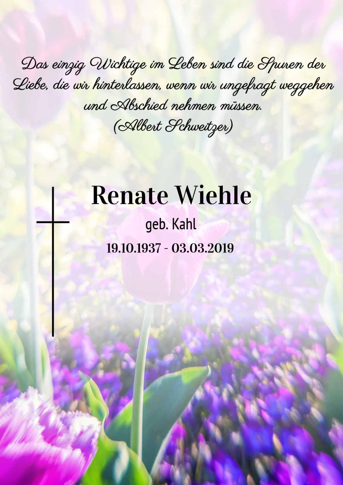 Traueranzeige von Renate Wiehle
