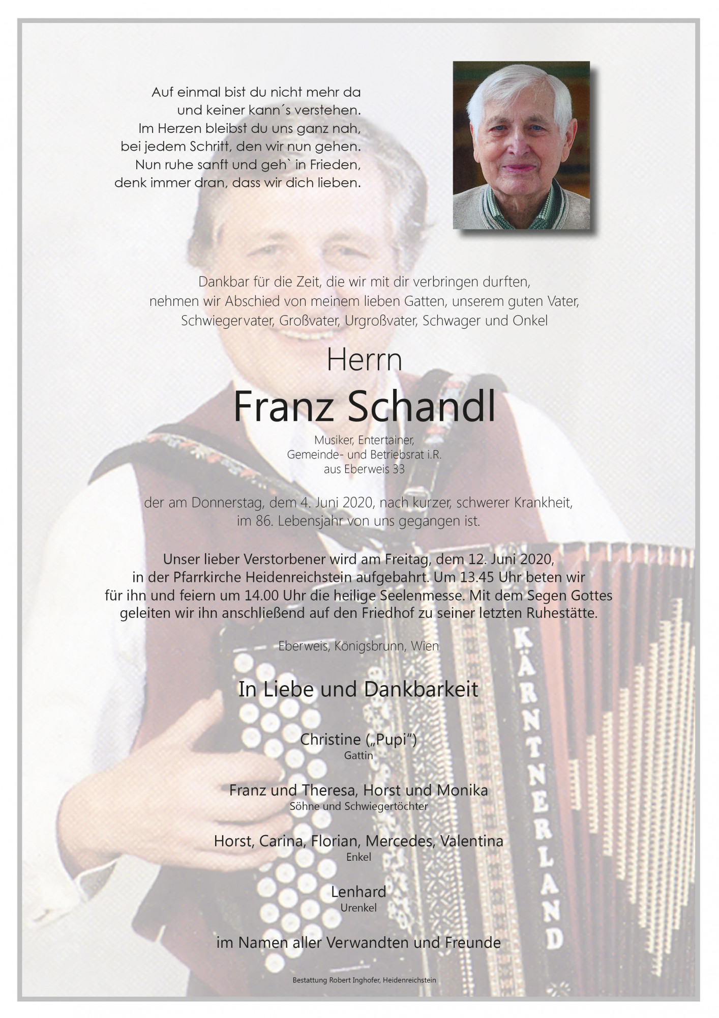 Traueranzeige von Franz Schandl