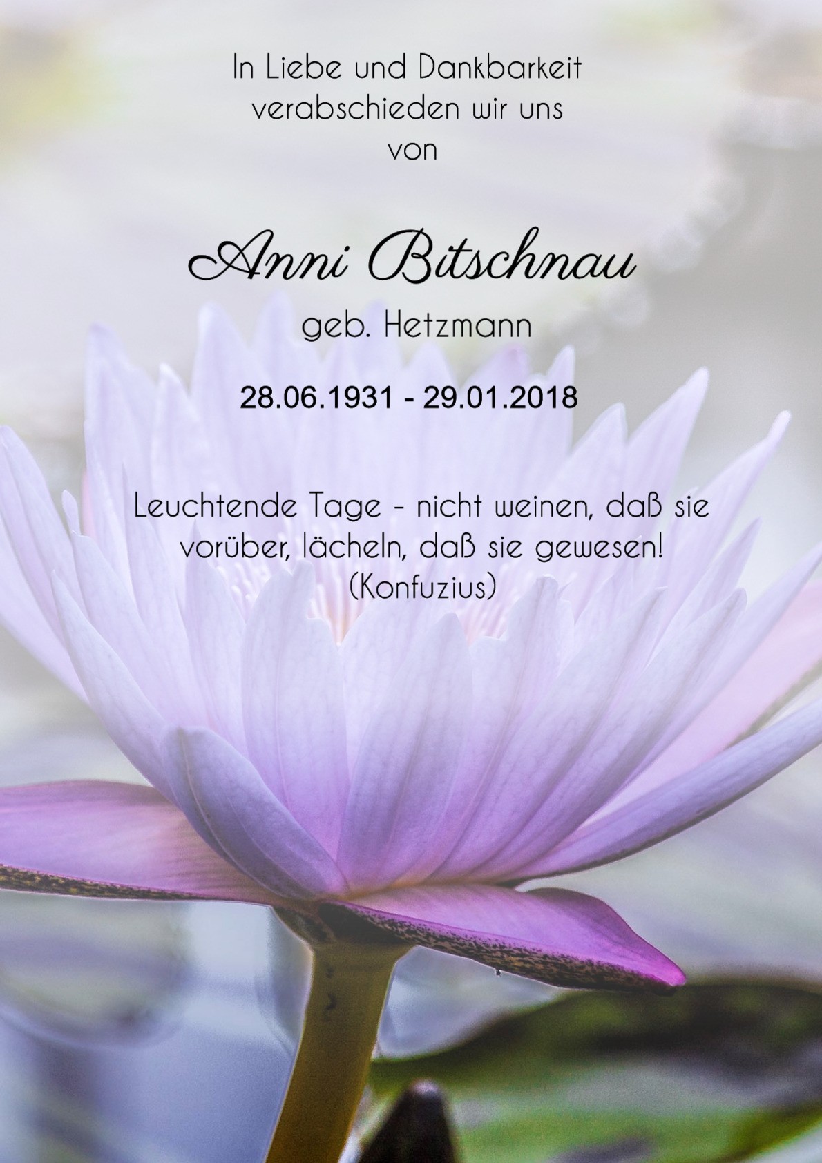 Traueranzeige von Anni Bitschnau