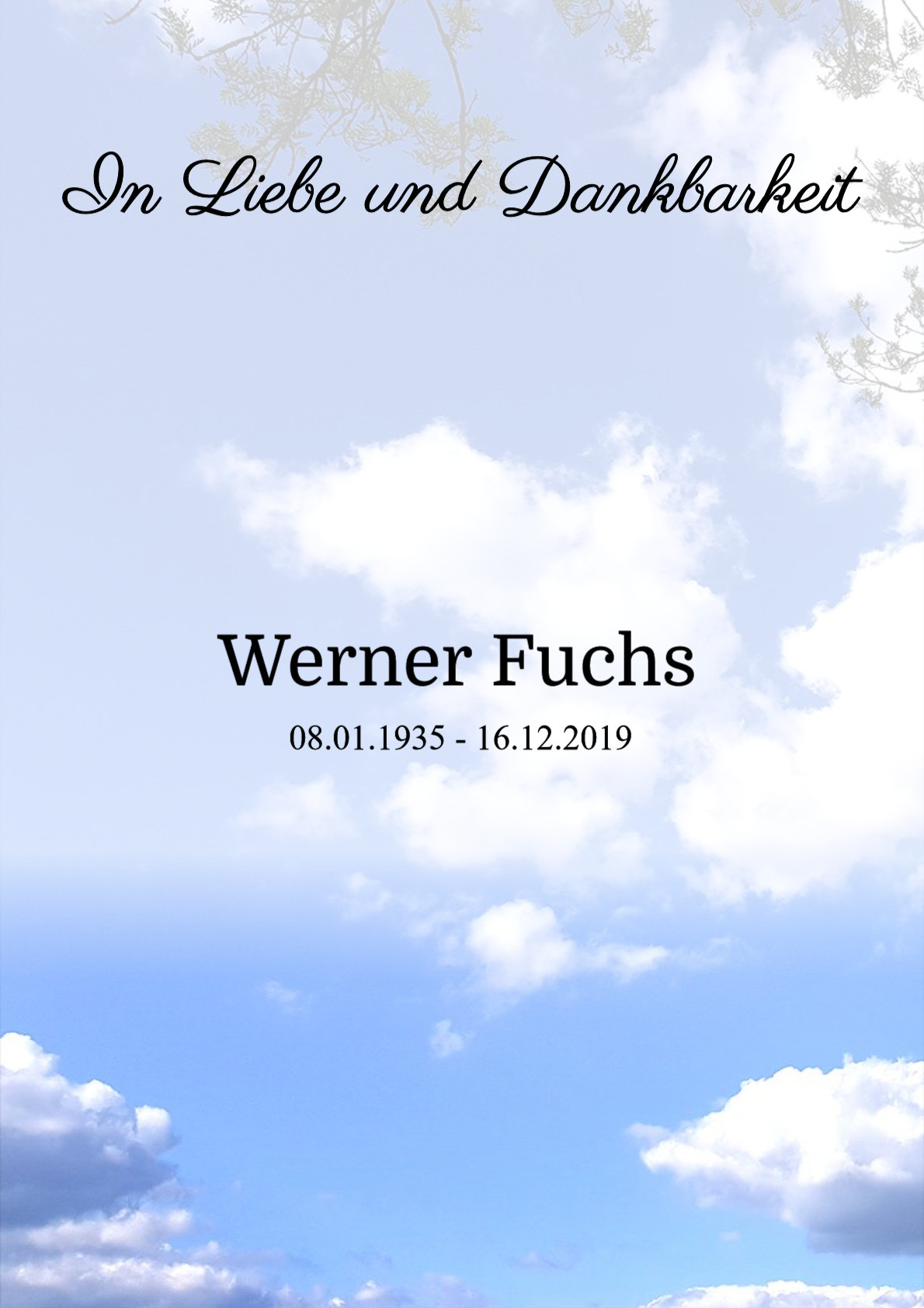 Traueranzeige von Werner Fuchs