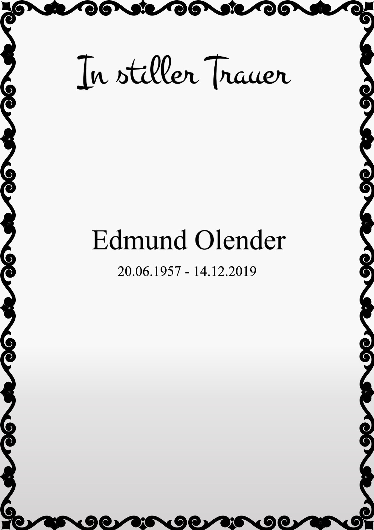Traueranzeige von Edmund olender