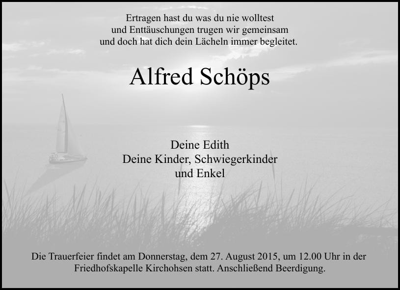 Traueranzeige von Alfred Schöps