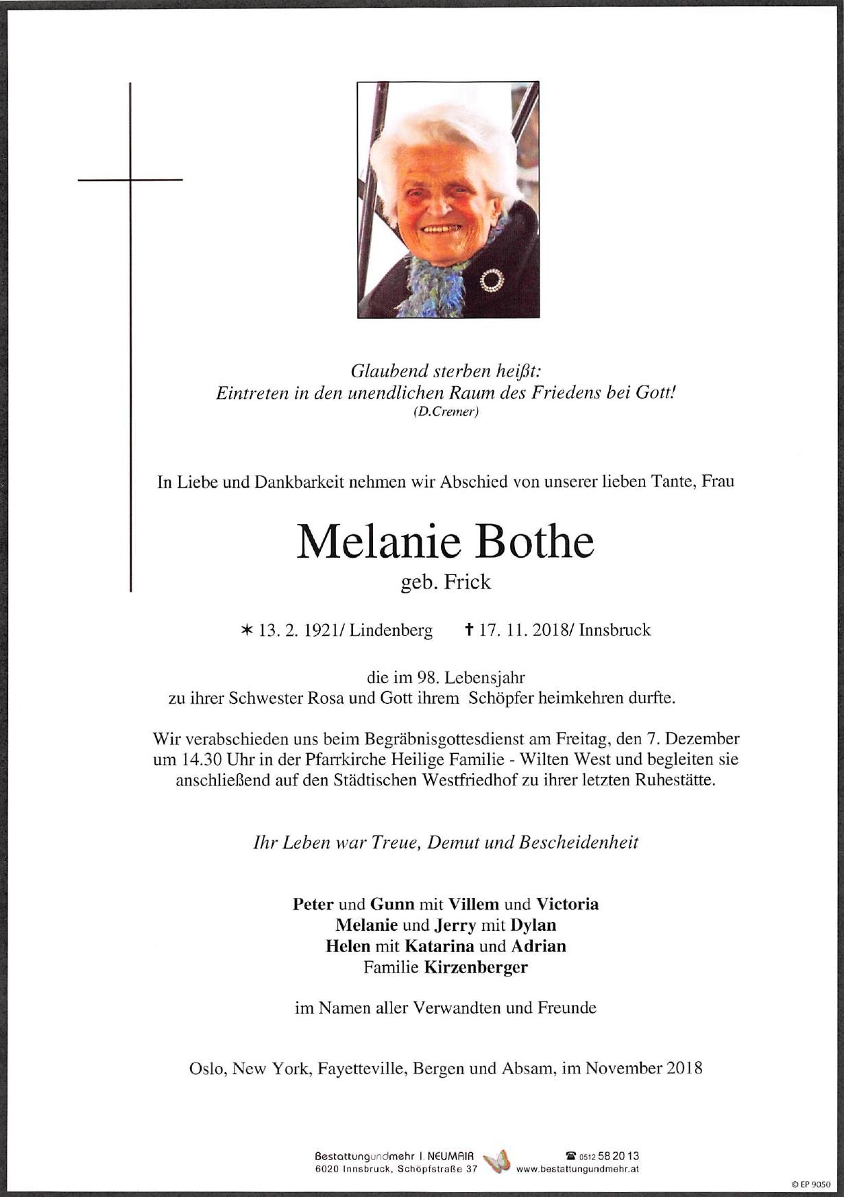 Traueranzeige von Melanie Bothe