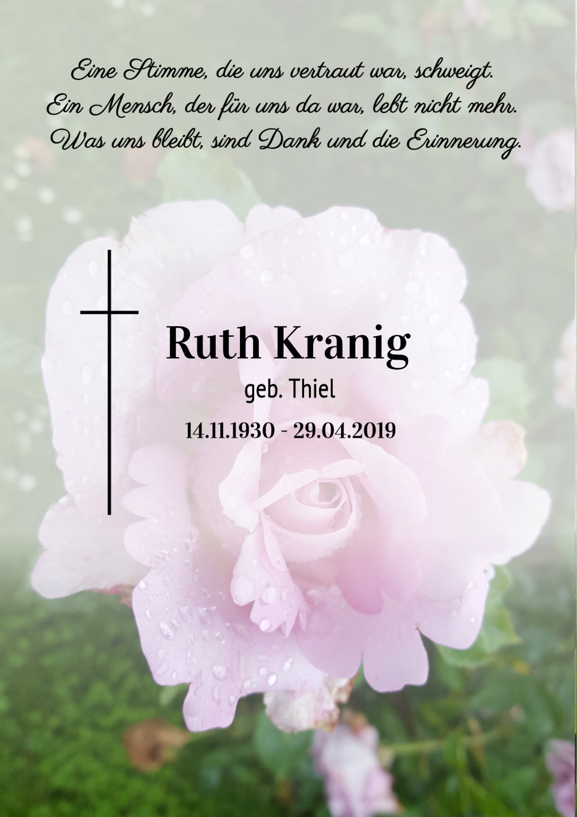 Traueranzeige von Ruth Kranig