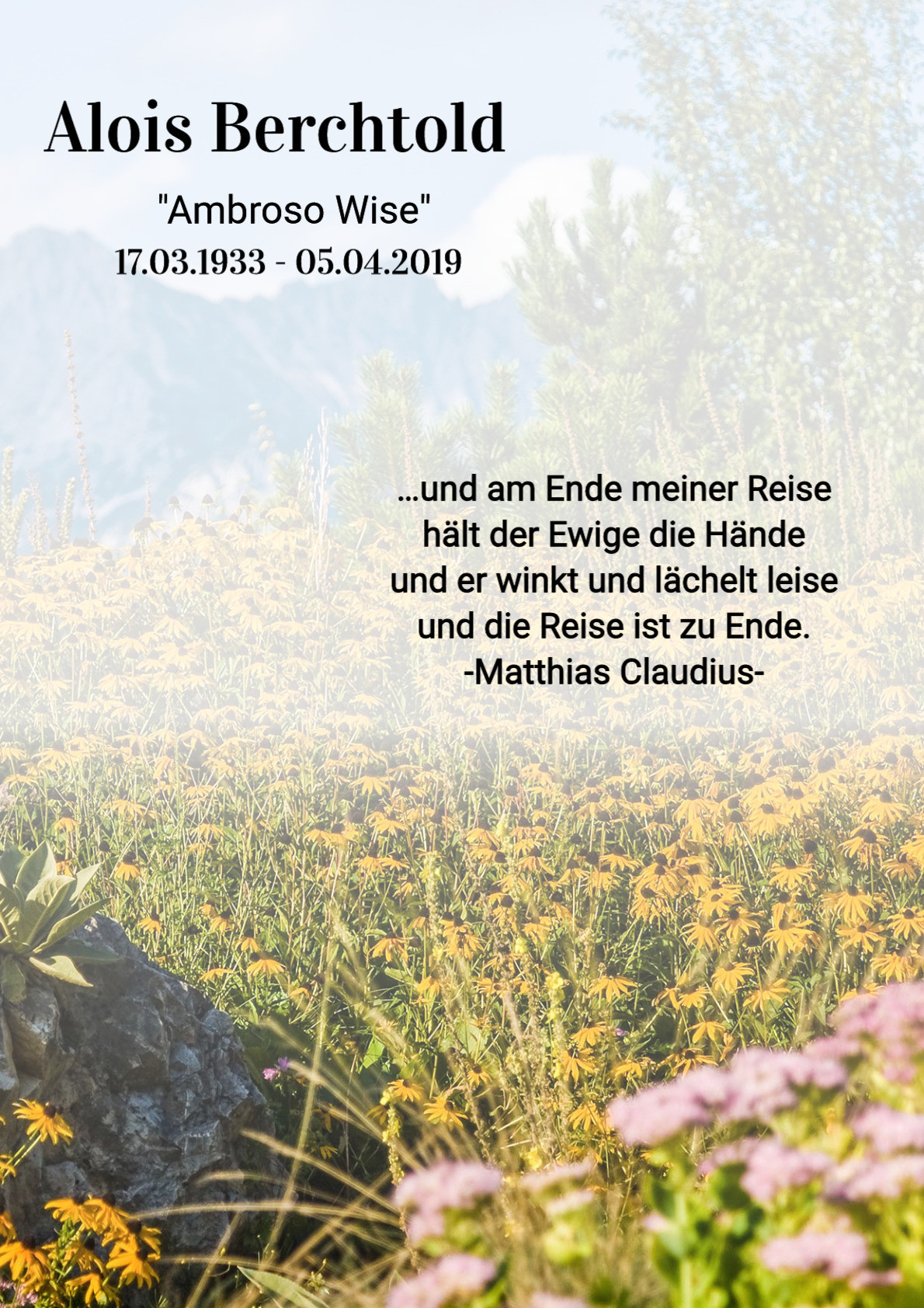 Traueranzeige von Alois Berchtold