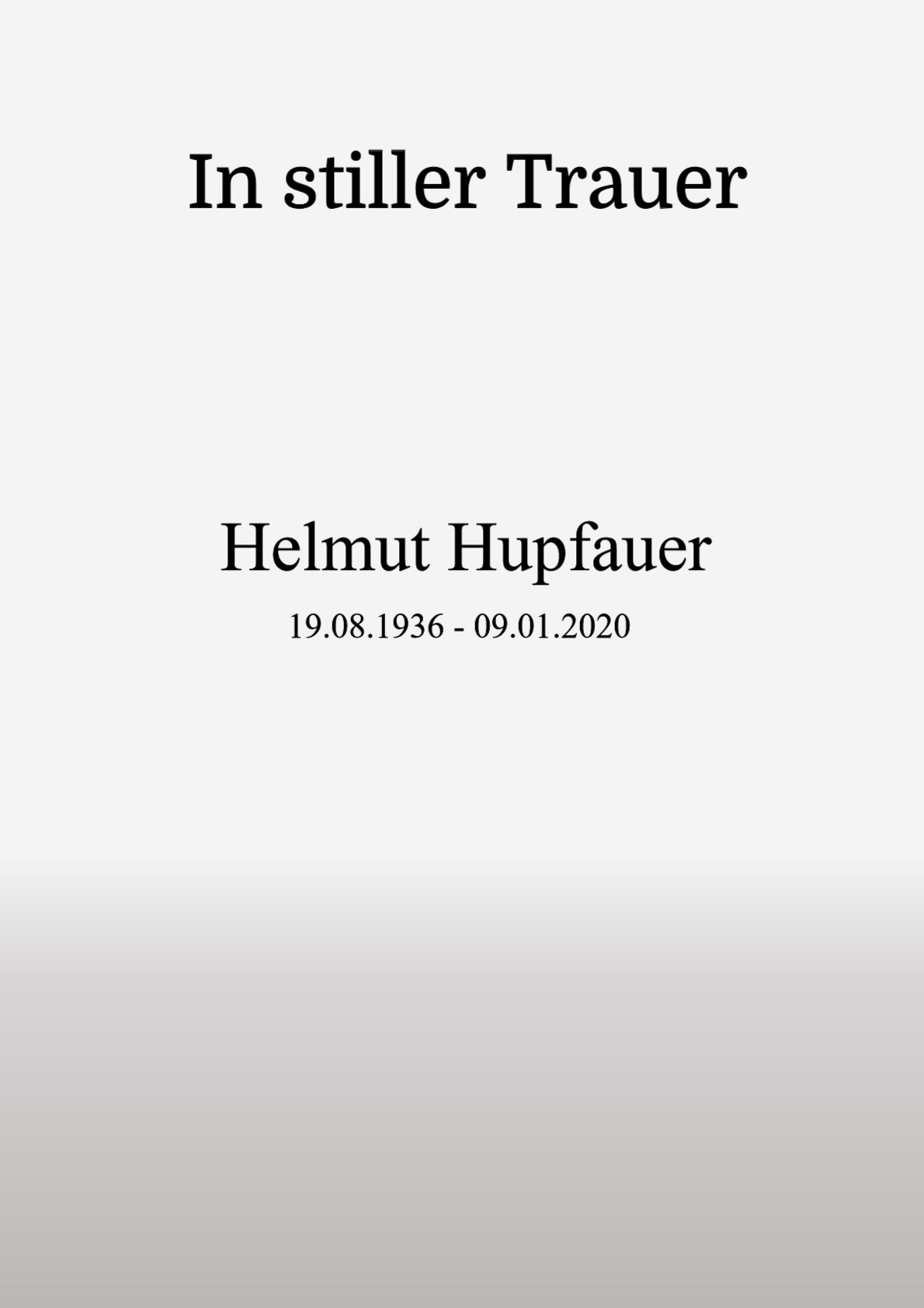 Traueranzeige von Helmut Hupfauer