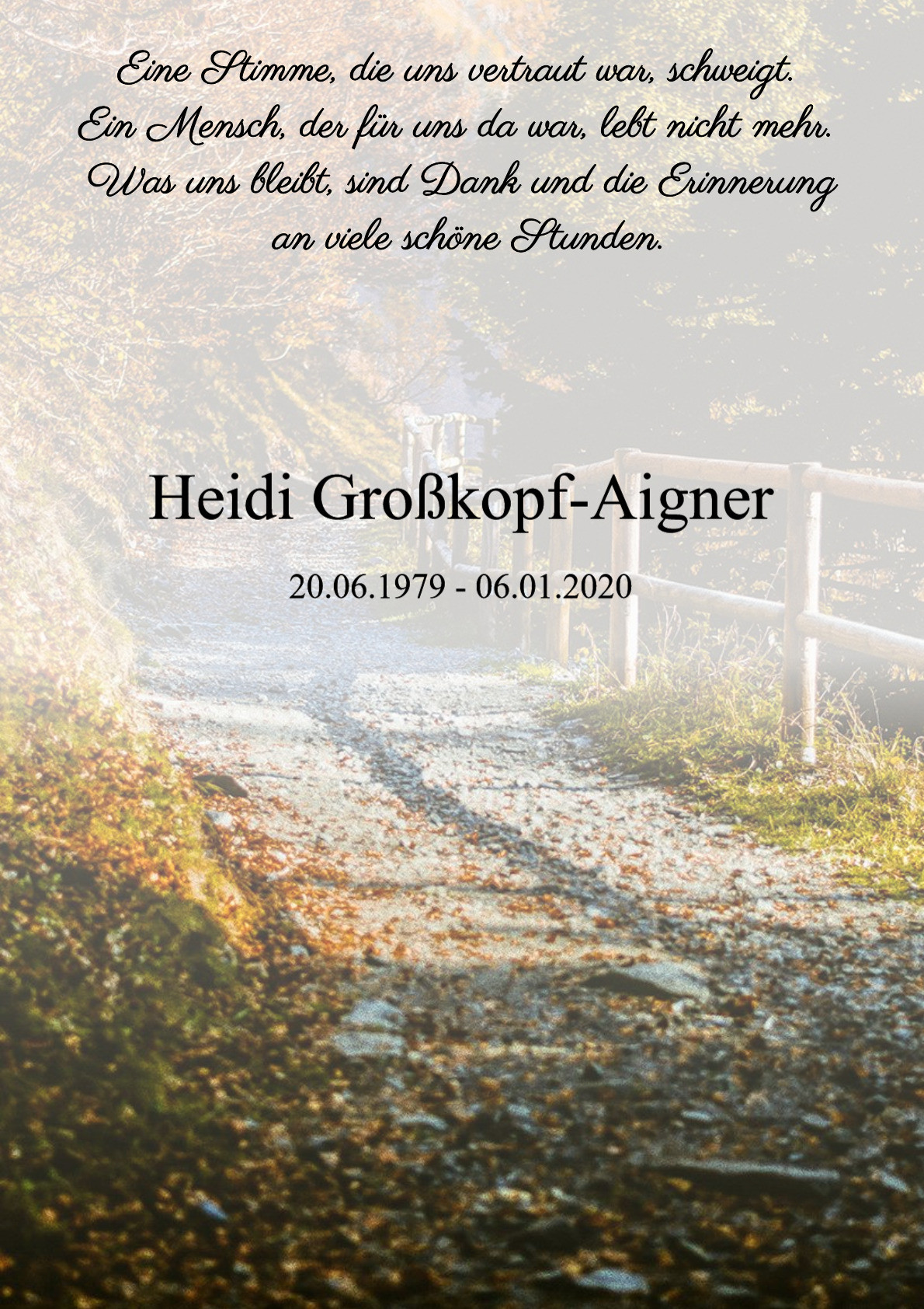 Traueranzeige von Heidi Großkopf-Aigner