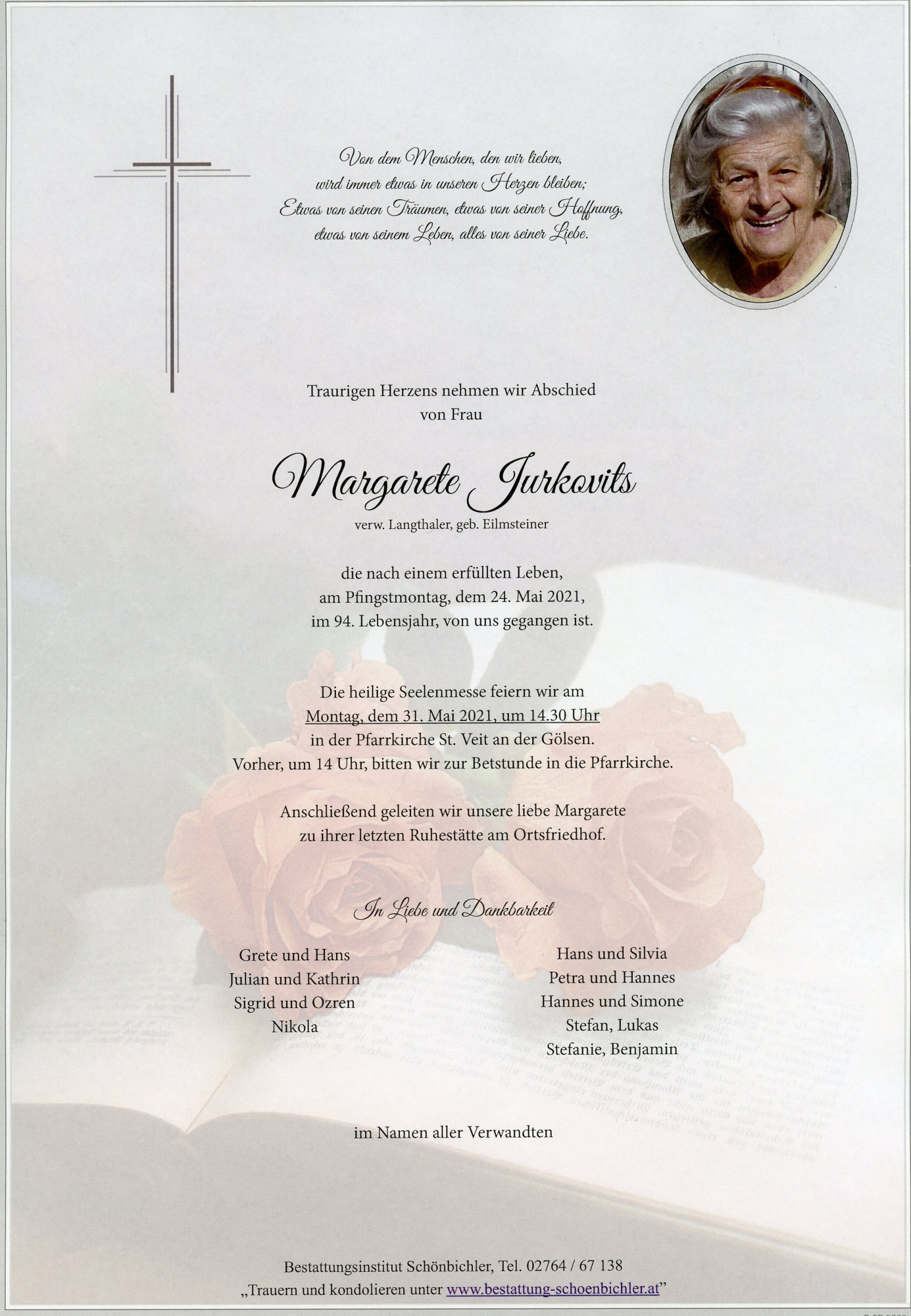 Traueranzeige von Margarete Jurkovits