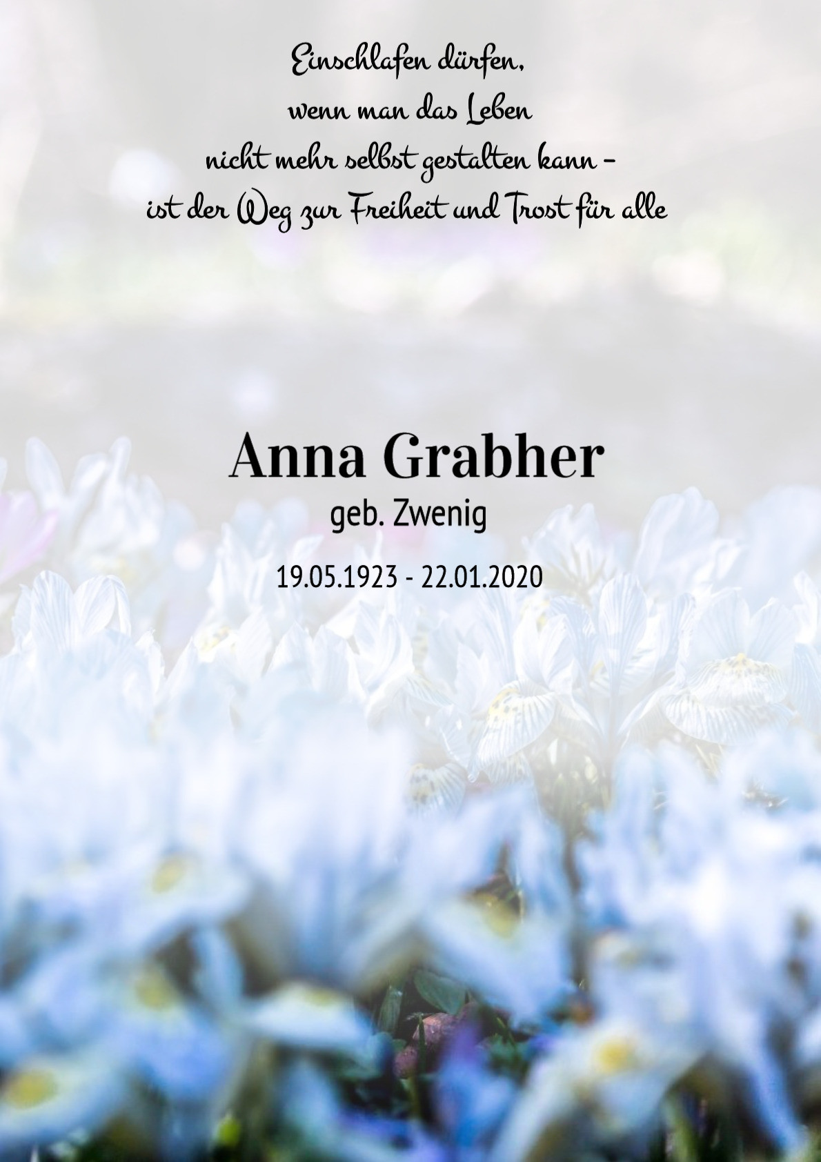 Traueranzeige von Anna Grabher
