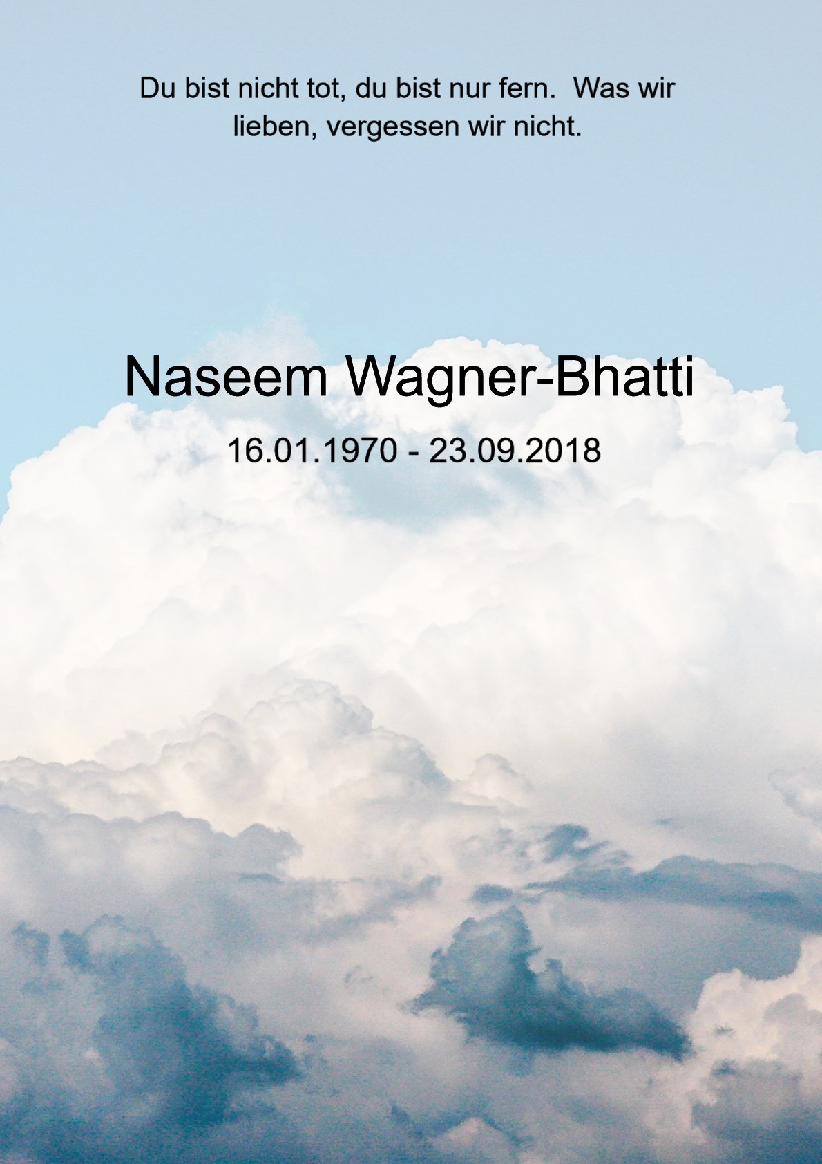 Traueranzeige von Naseem Wagner-Bhatti