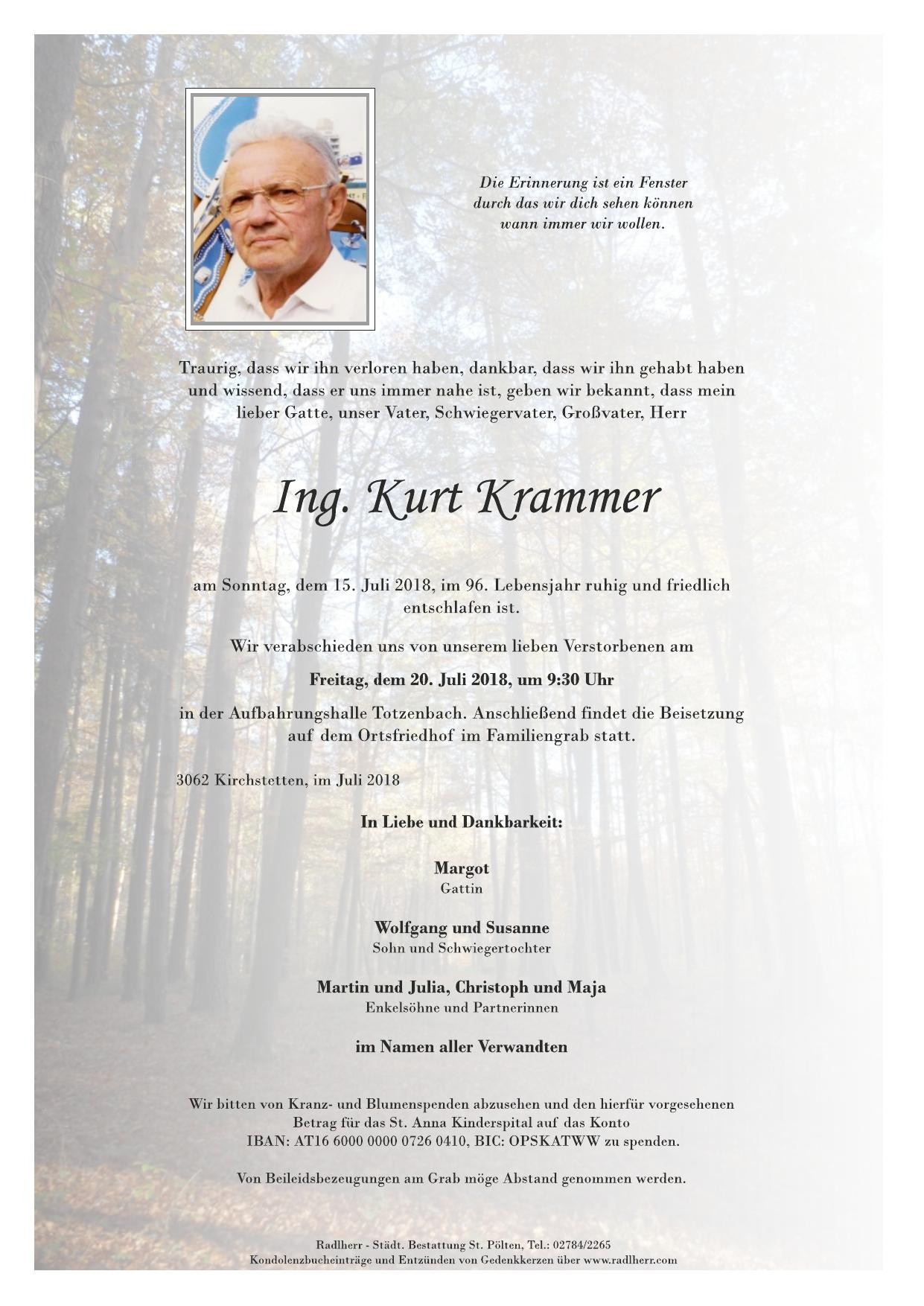 Traueranzeige von Kurt Krammer