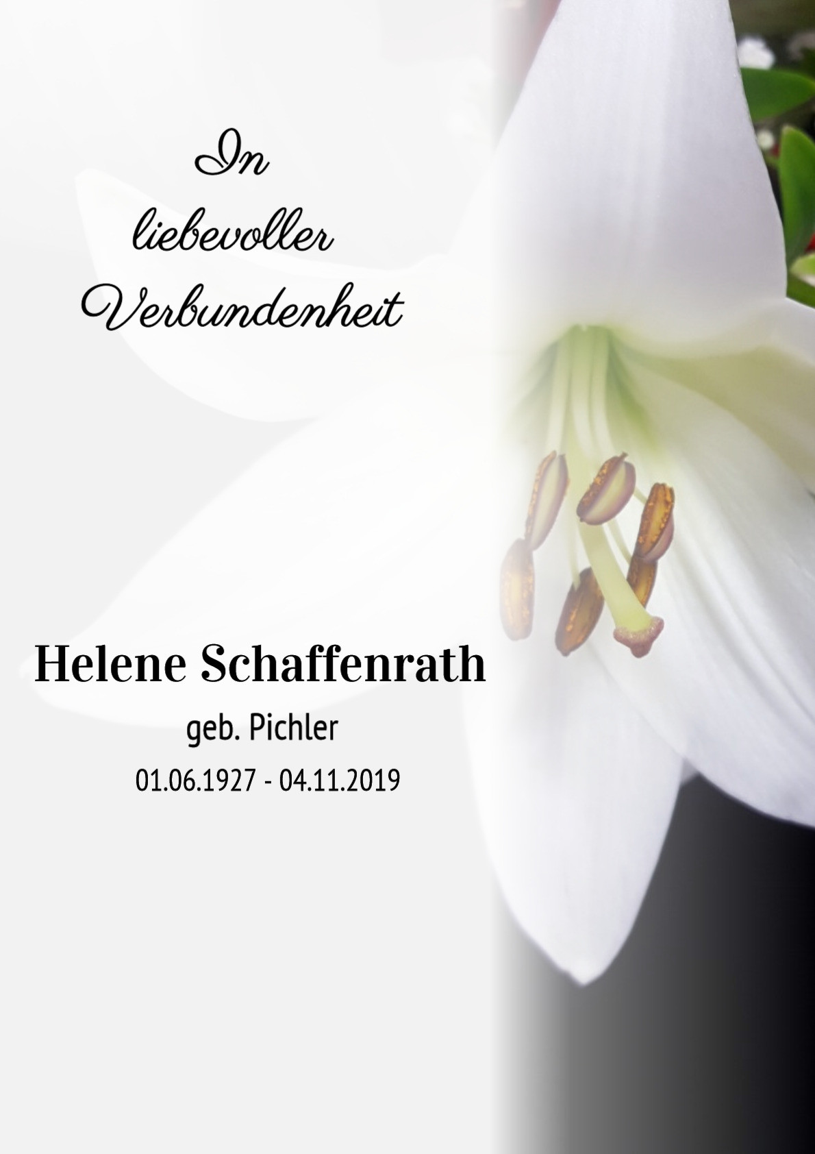 Traueranzeige von Helene Schaffenrath