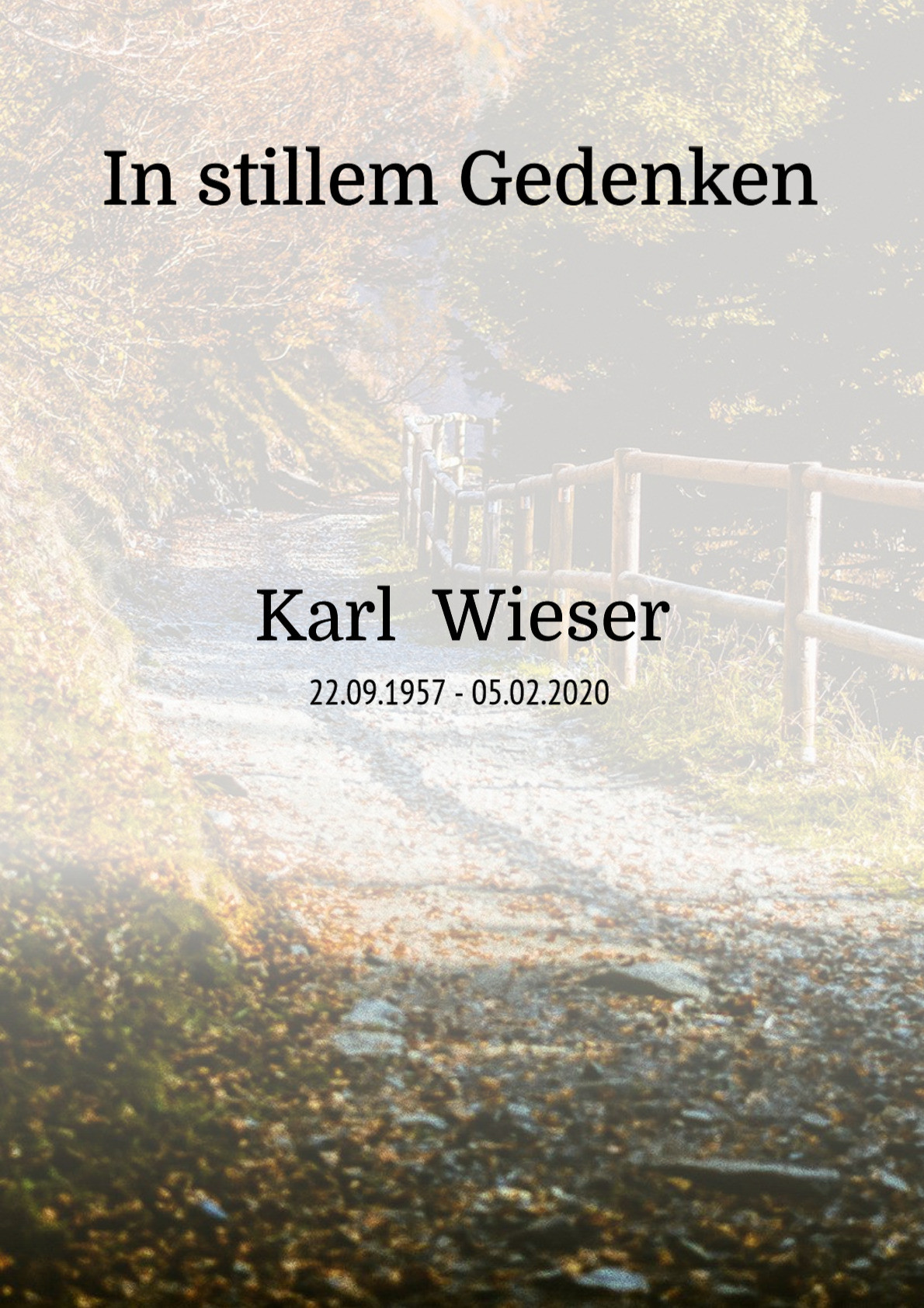 Traueranzeige von Karl Wieser