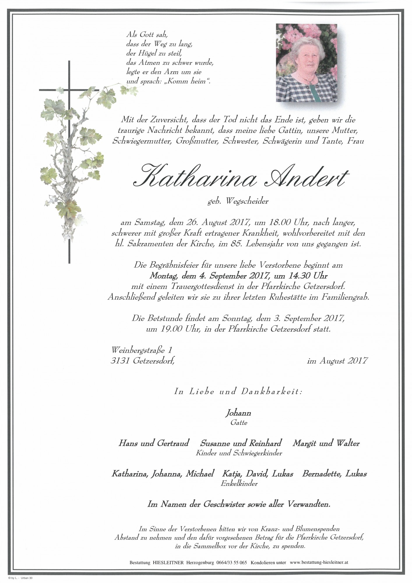 Traueranzeige von Katharina Andert
